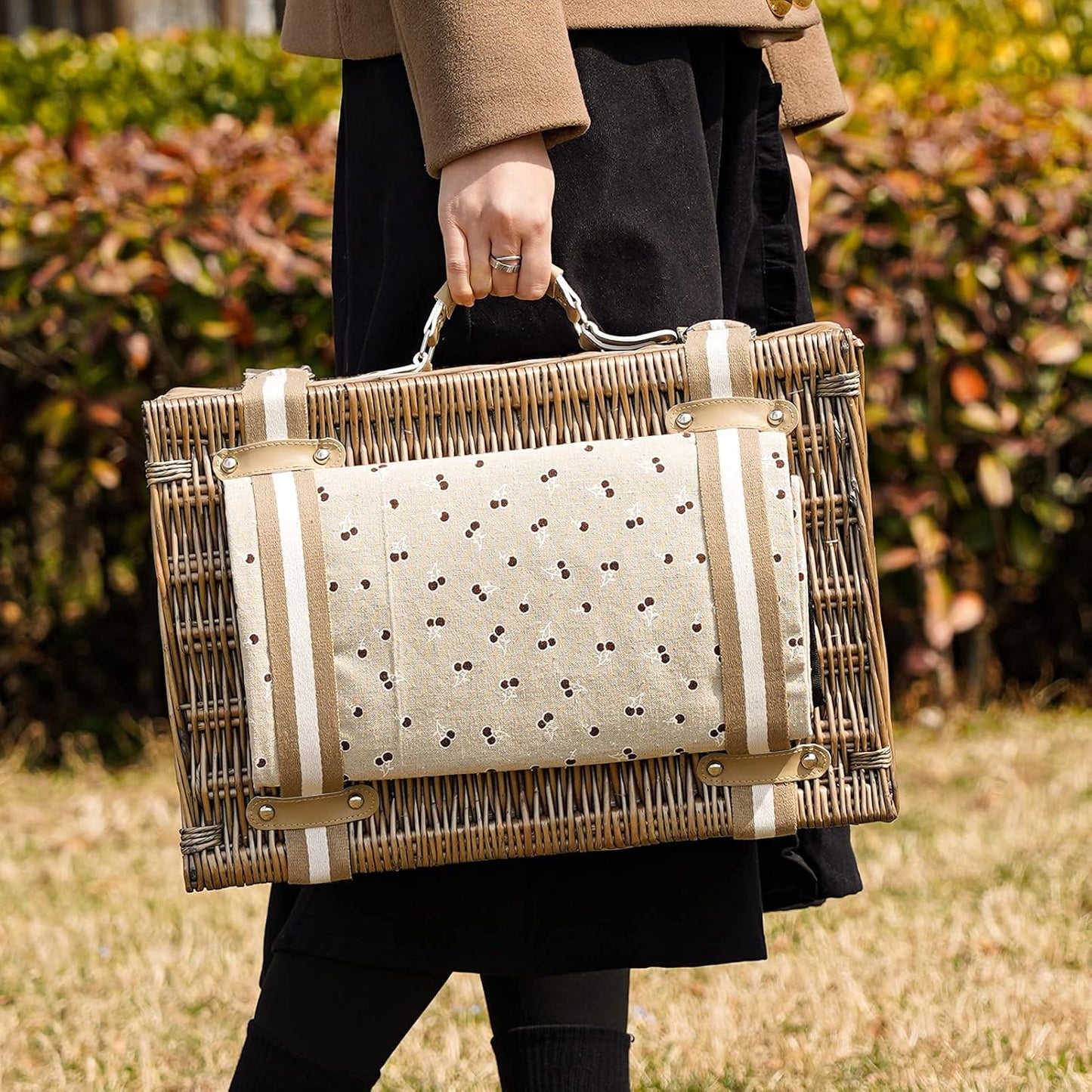 19Pcs Picnic Basket for 2 with Blanket