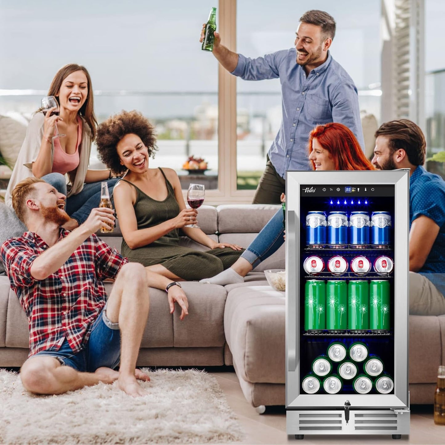24 Inch Beverage Refrigerator Outdoor Under Counter Beverage Cooler for Patio