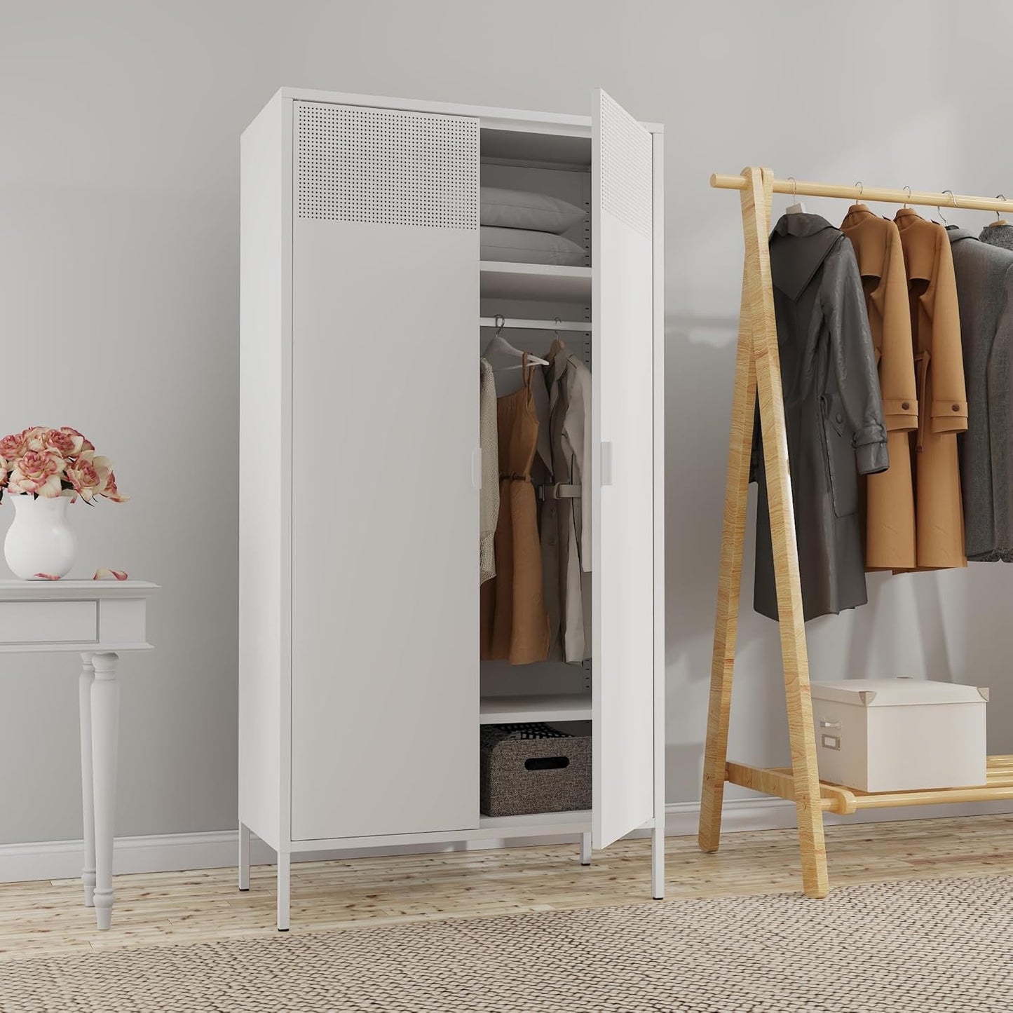 2 Door Storage Sideboard Metal Storage Cabinet with 2 Adjustable Shelf