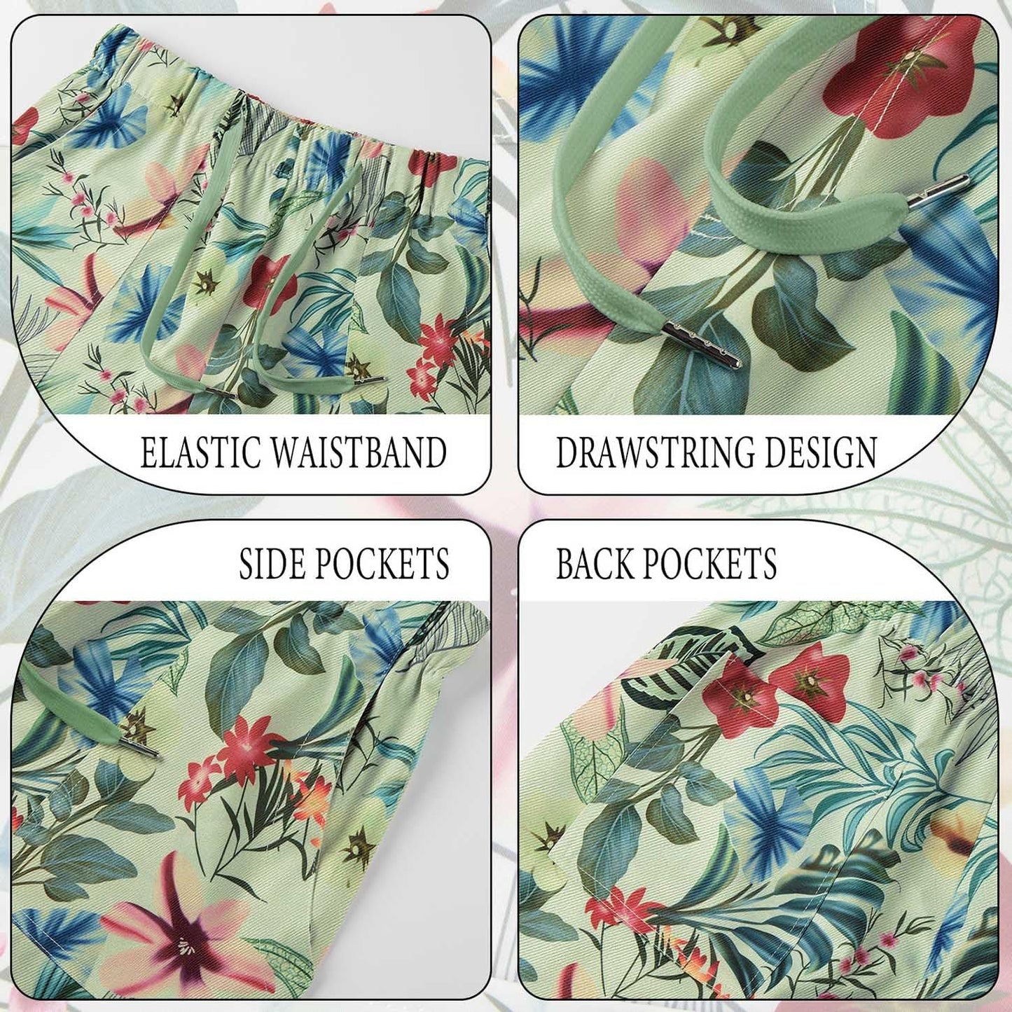 Womens Shorts Summer Comfy Cotton Elastic Waist Drawstring Casual Shorts with Pockets