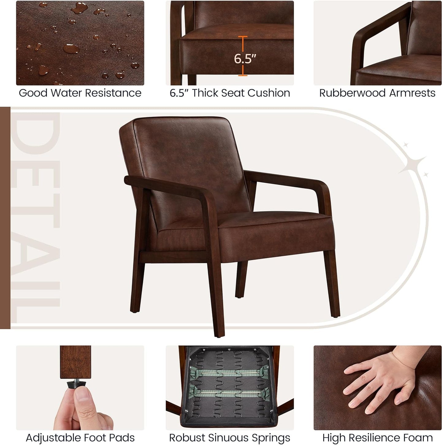 Yaheetech Accent Chair Armchair with Strong Wood Frame