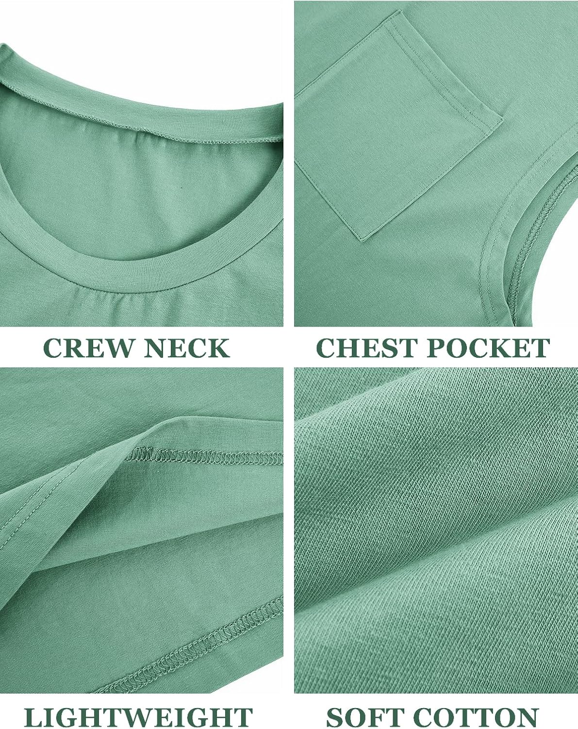 Mens Sleeveless Tank Tops Workout Cut Off Shirts Muscle Gym T Shirts with Pocket