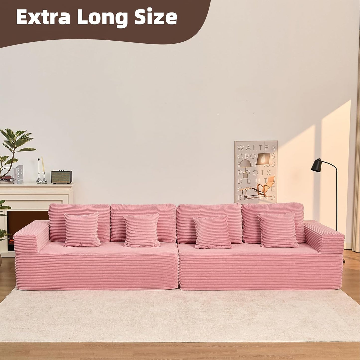 107" Boneless Couch with Deep Seat Cloud Sectional Couch for Living Room