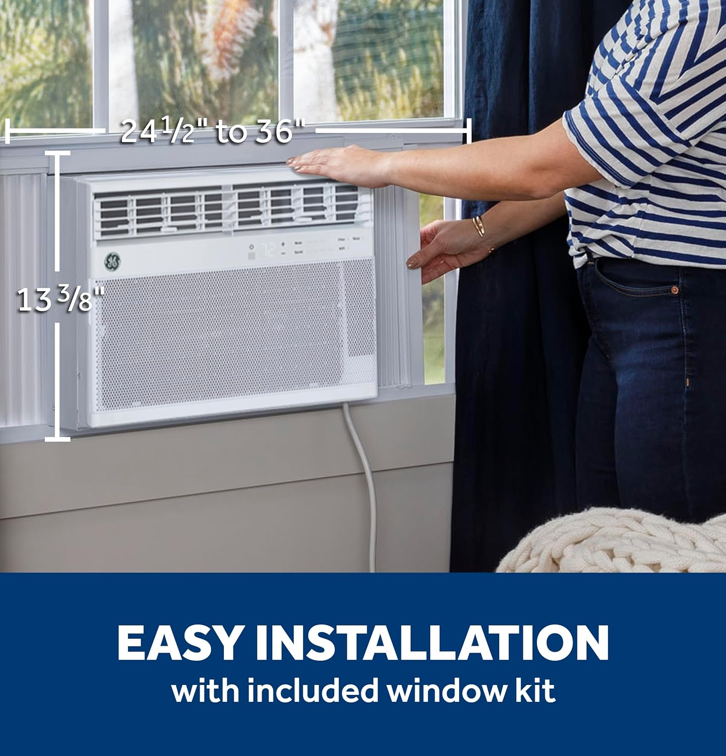 12,000 BTU Window AC Wi-Fi Enabled Cools up to 550 Sq.Ft Remote & App Control Easy Install