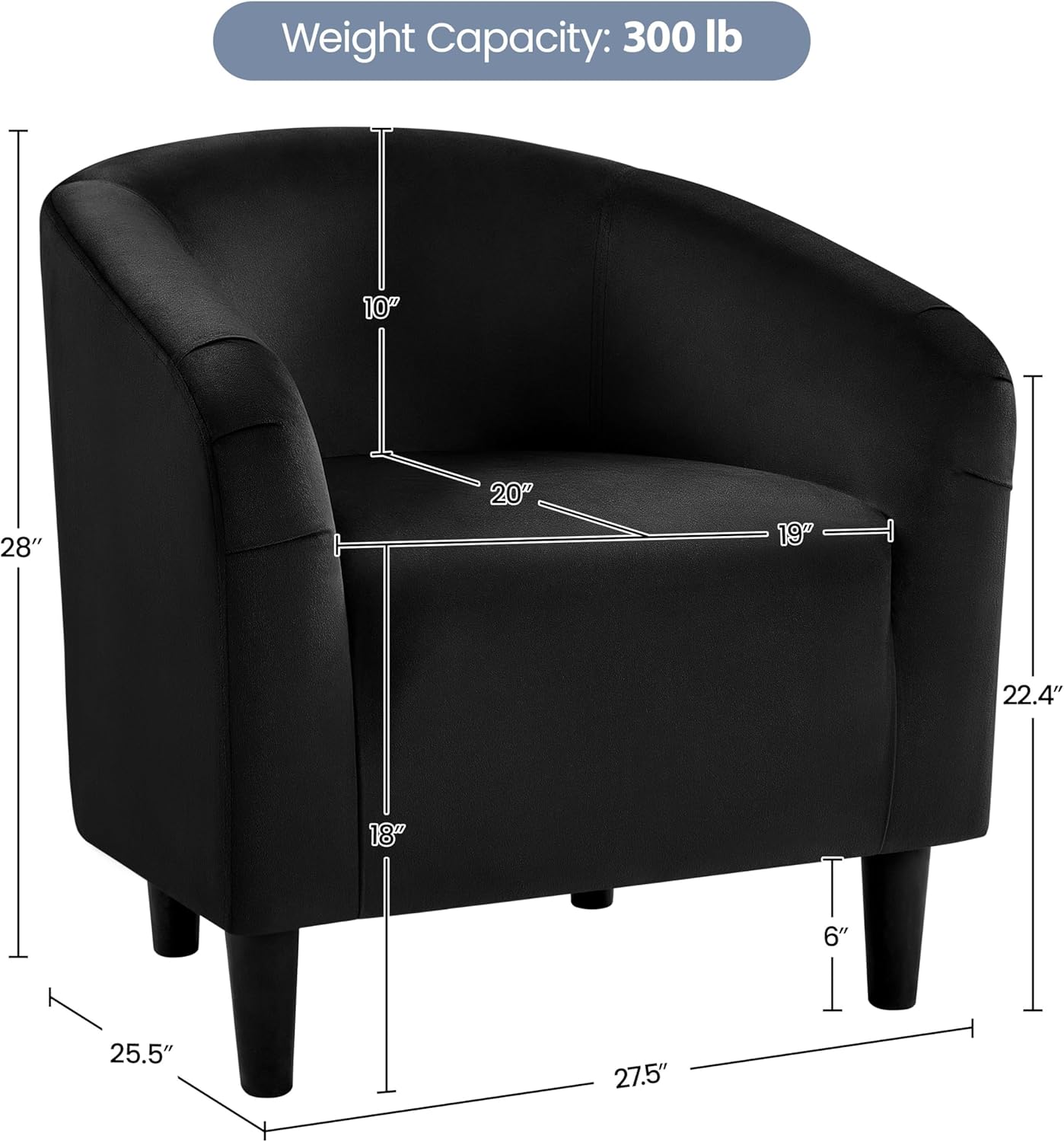 Yaheetech Accent Barrel Chair Boucle Fabric Club Chair