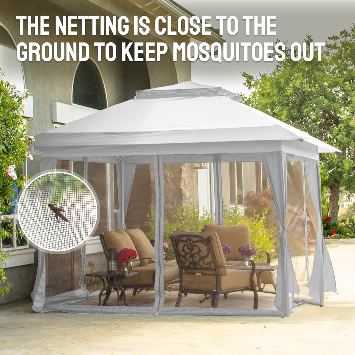 13x13 Pop Up Gazebo Canopy Tent with Wheeled Storage Bag Grey
