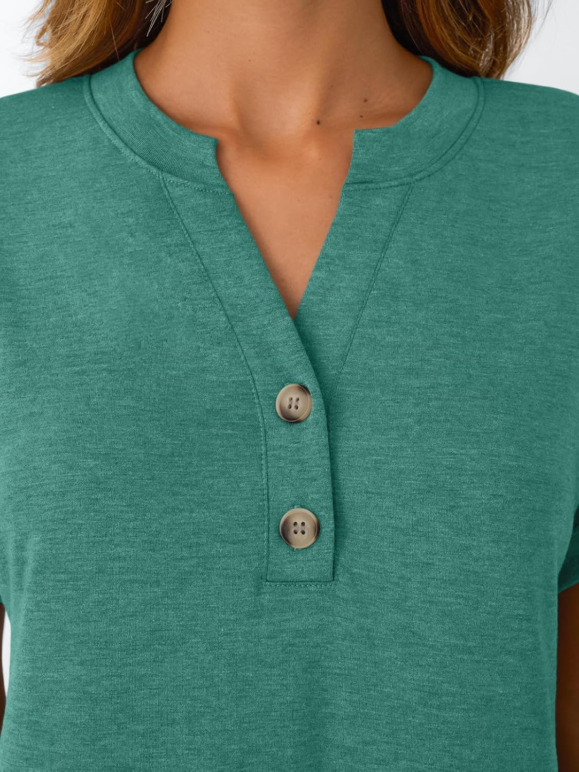 Women's Short Sleeve Shirts Henley Dressy Casual Summer Tops