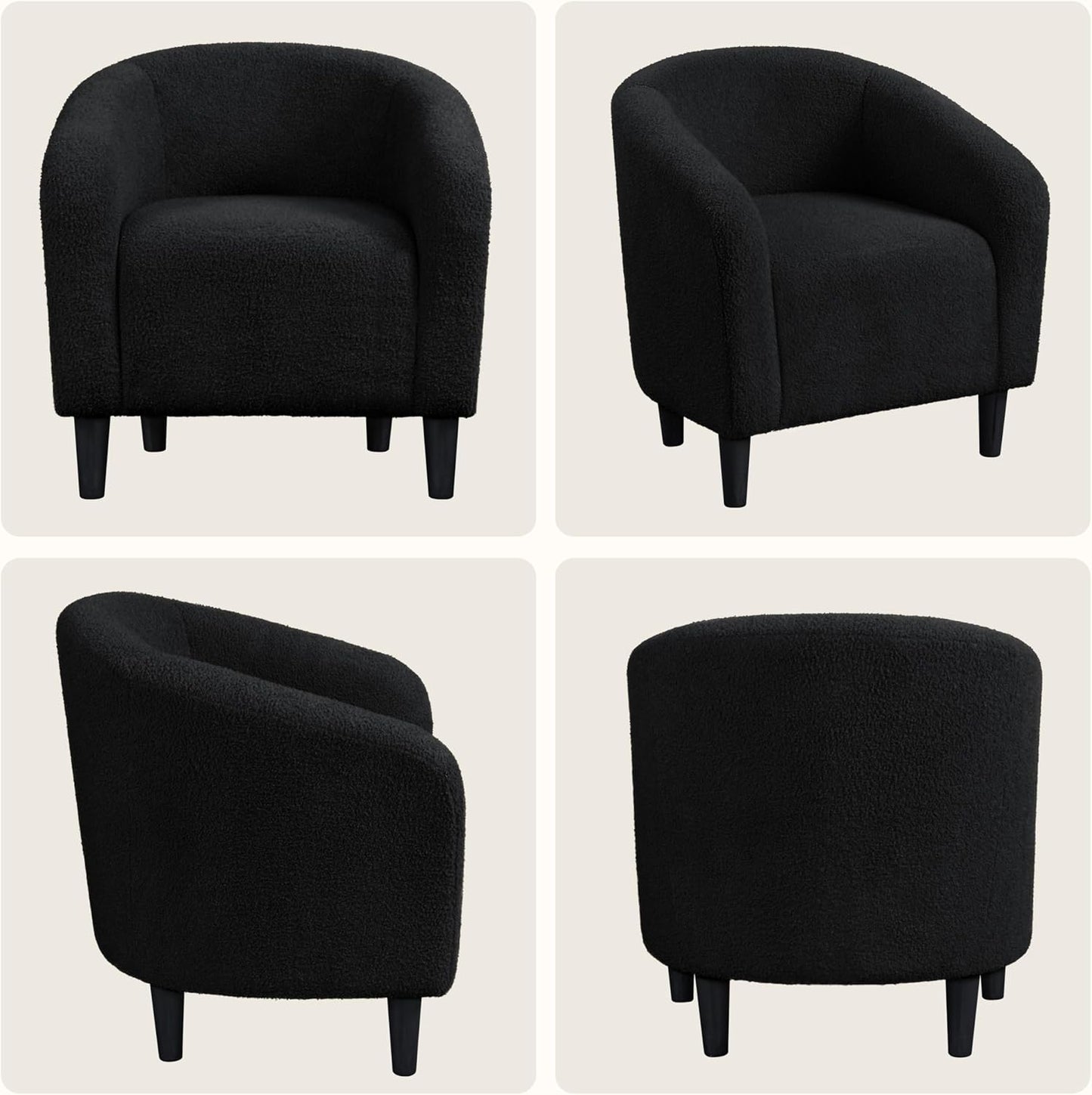 Yaheetech Accent Barrel Chair Boucle Fabric Club Chair