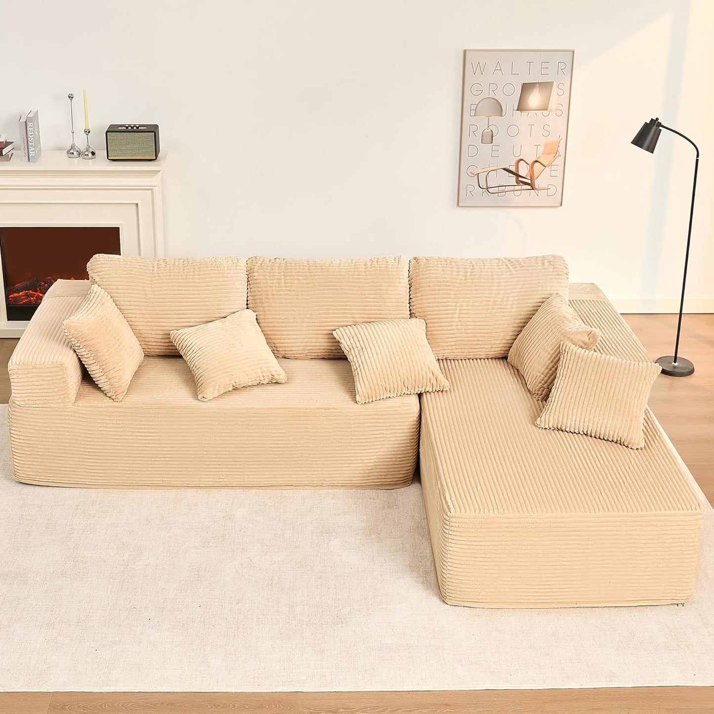 107" Boneless Couch with Deep Seat Cloud Sectional Couch for Living Room