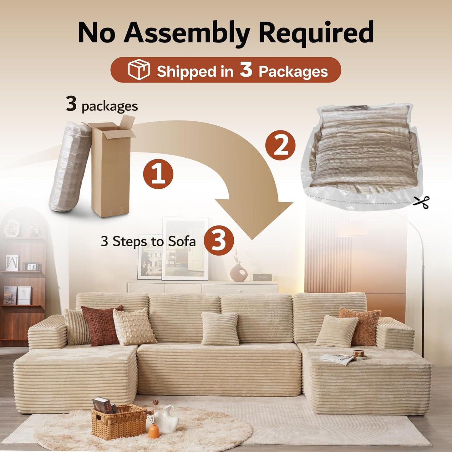 104" Cloud Sectional Couch with L-Shape Chaise