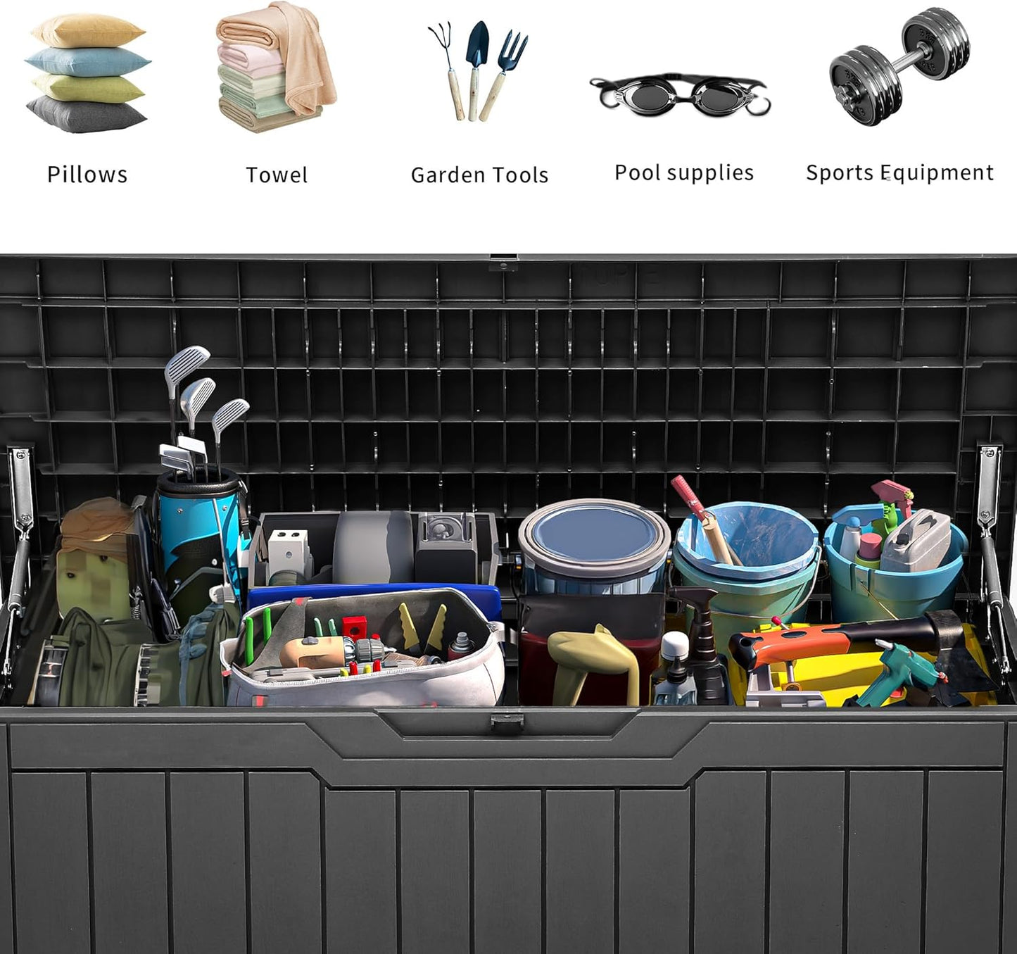 YITAHOME 120 Gallon Large Deck Box Upgraded Resin Outdoor Storage Boxes
