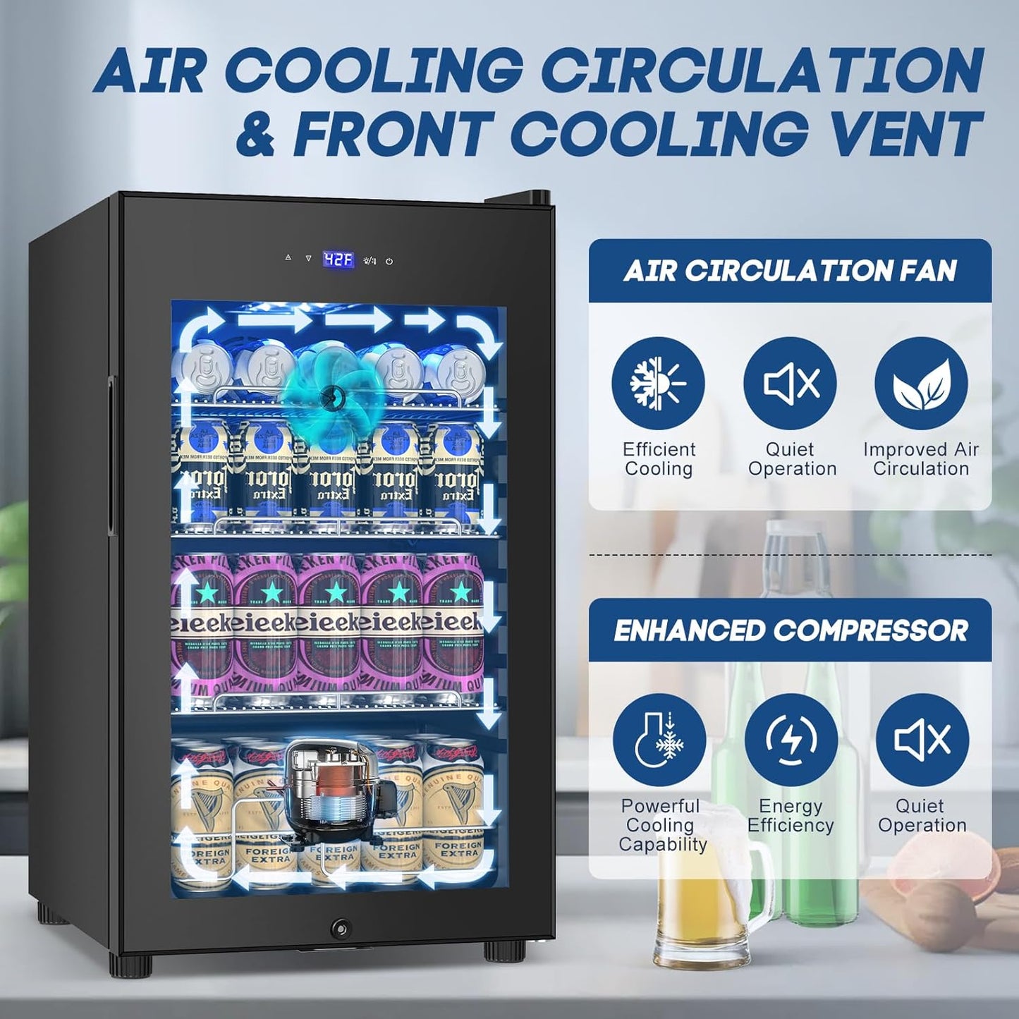 24 Inch Beverage Refrigerator Outdoor Under Counter Beverage Cooler for Patio