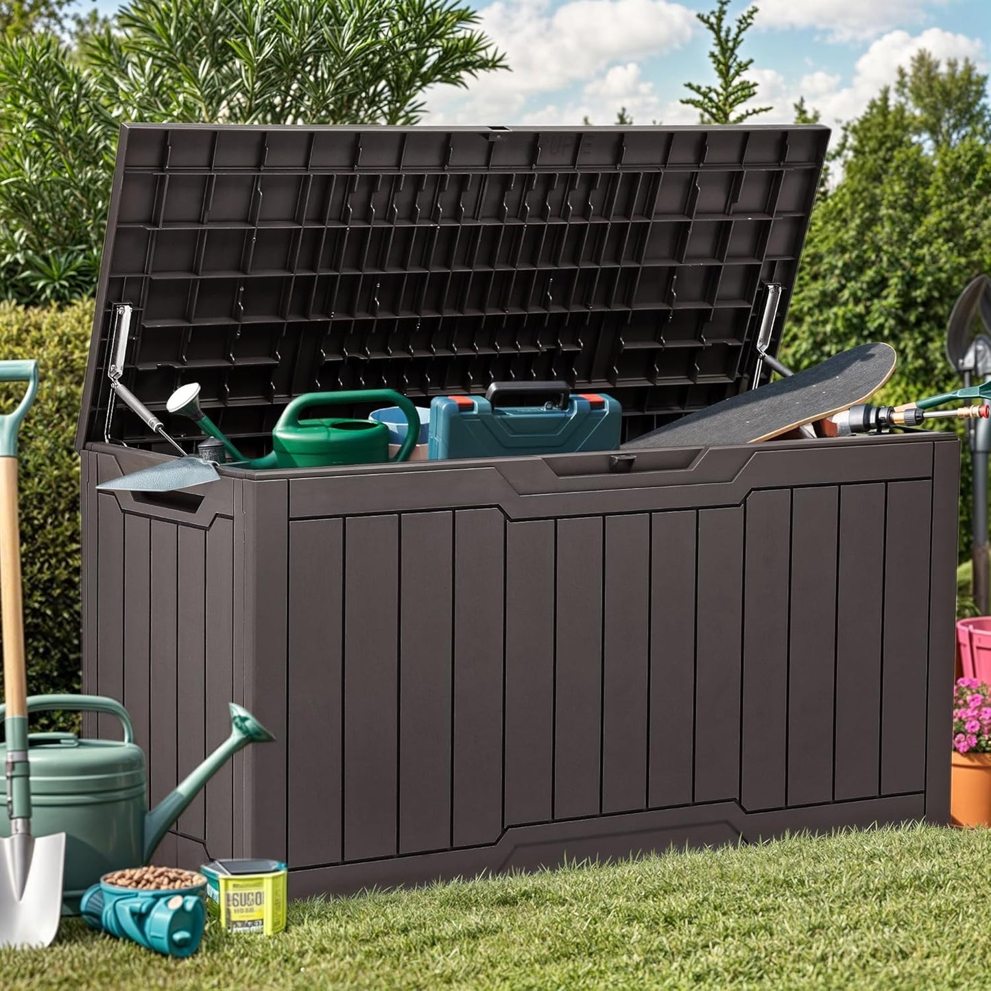 YITAHOME 120 Gallon Large Deck Box Upgraded Resin Outdoor Storage Boxes