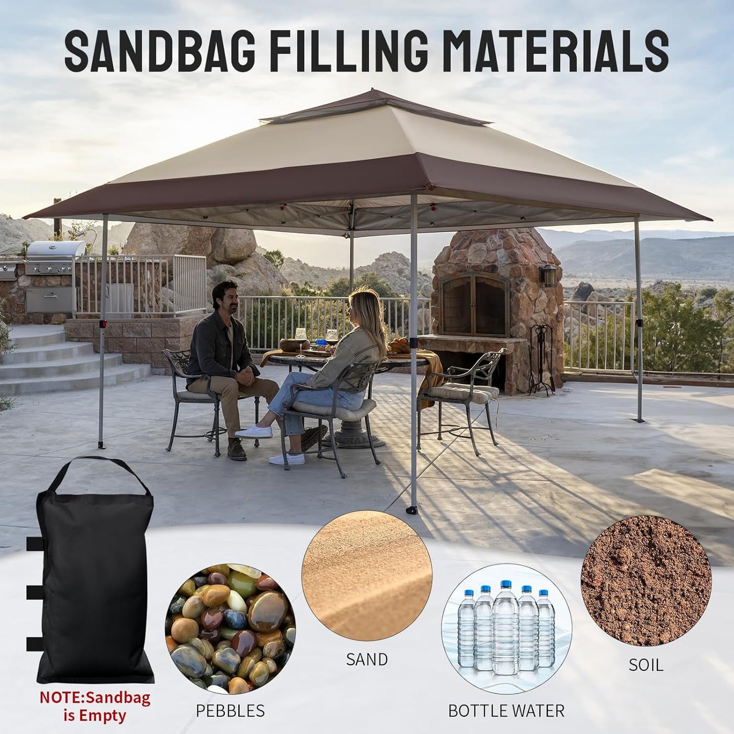 13x13 Pop Up Gazebo Canopy Tent with Wheeled Storage Bag Grey