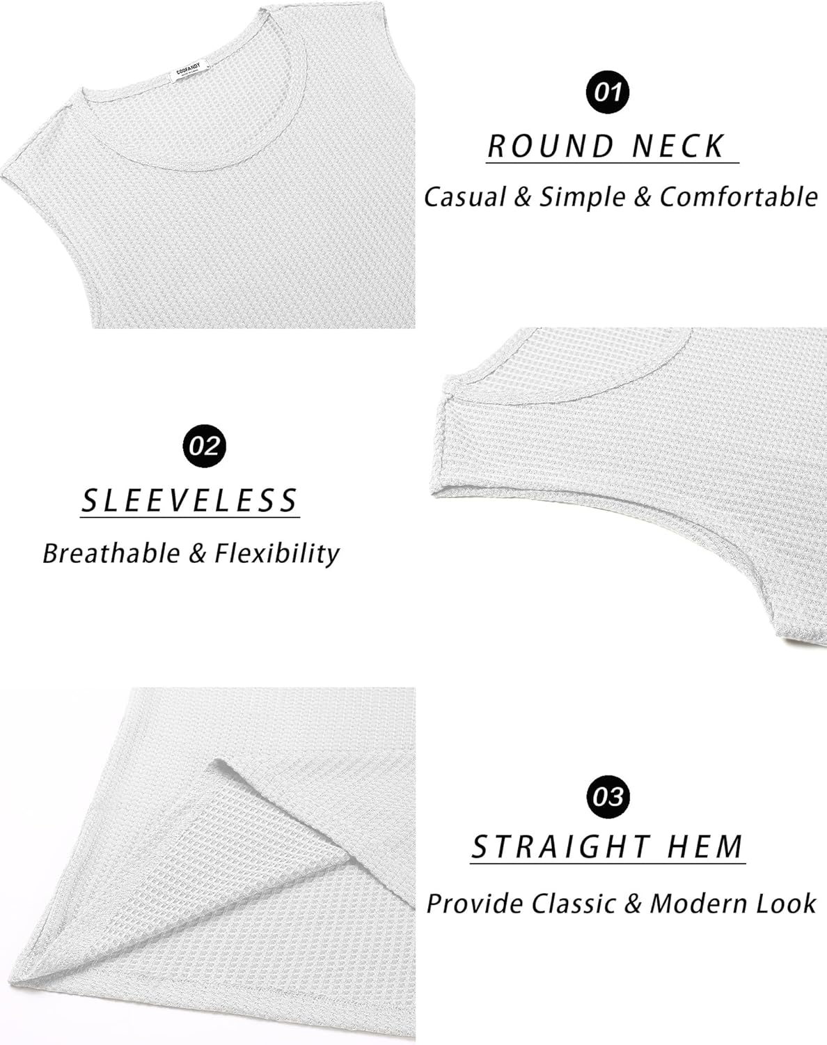 Mens Casual Tank Tops Waffle Knit Sleeveless Shirt Breathable Tank Shirts