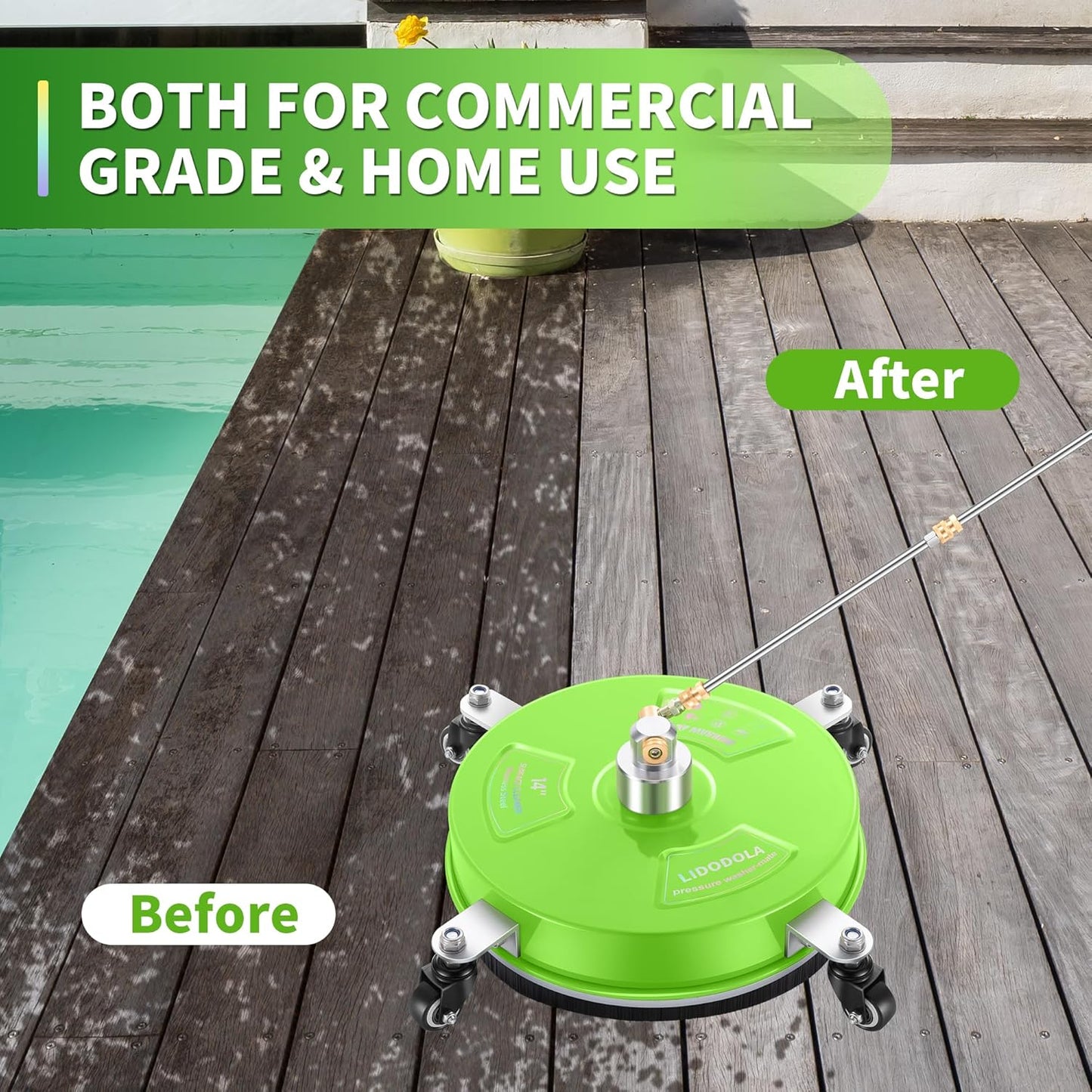14" Pressure Washer Surface Cleaner with 4 Wheels
