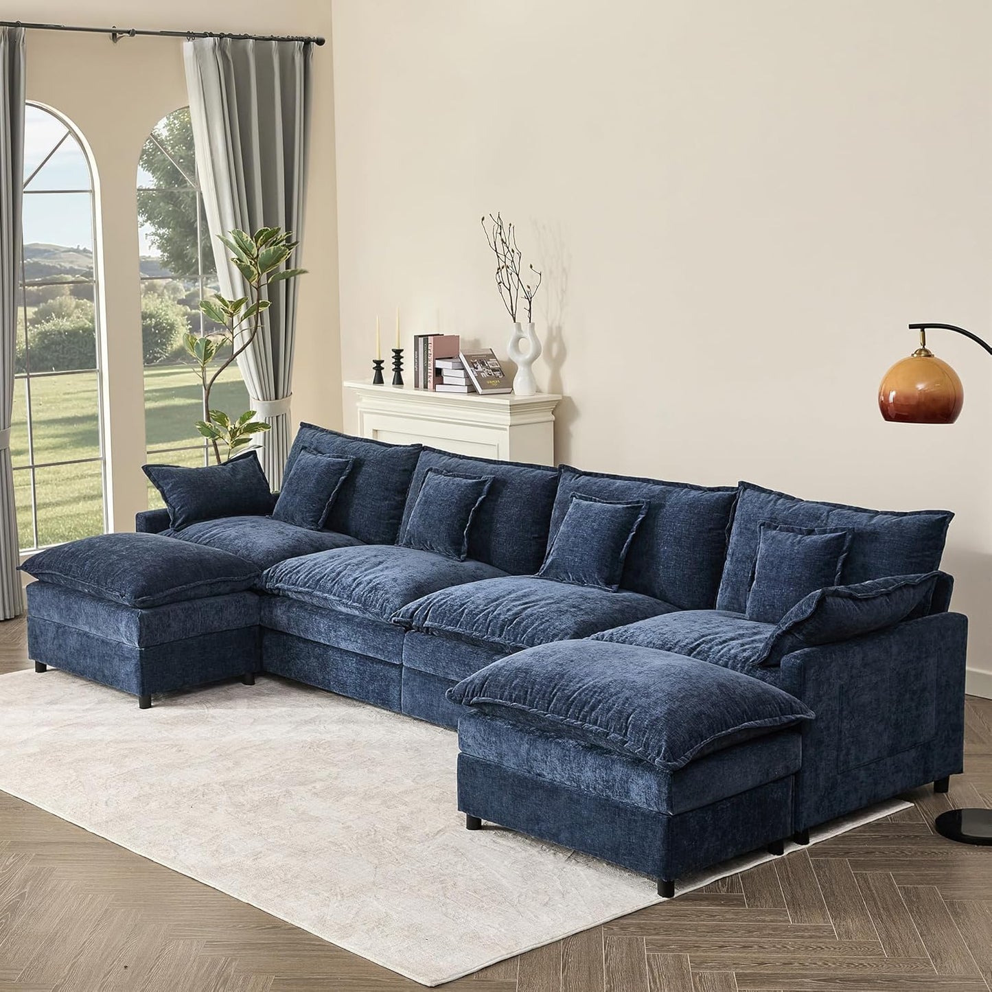 108" U Shaped Couch Modular Sectional Sofa
