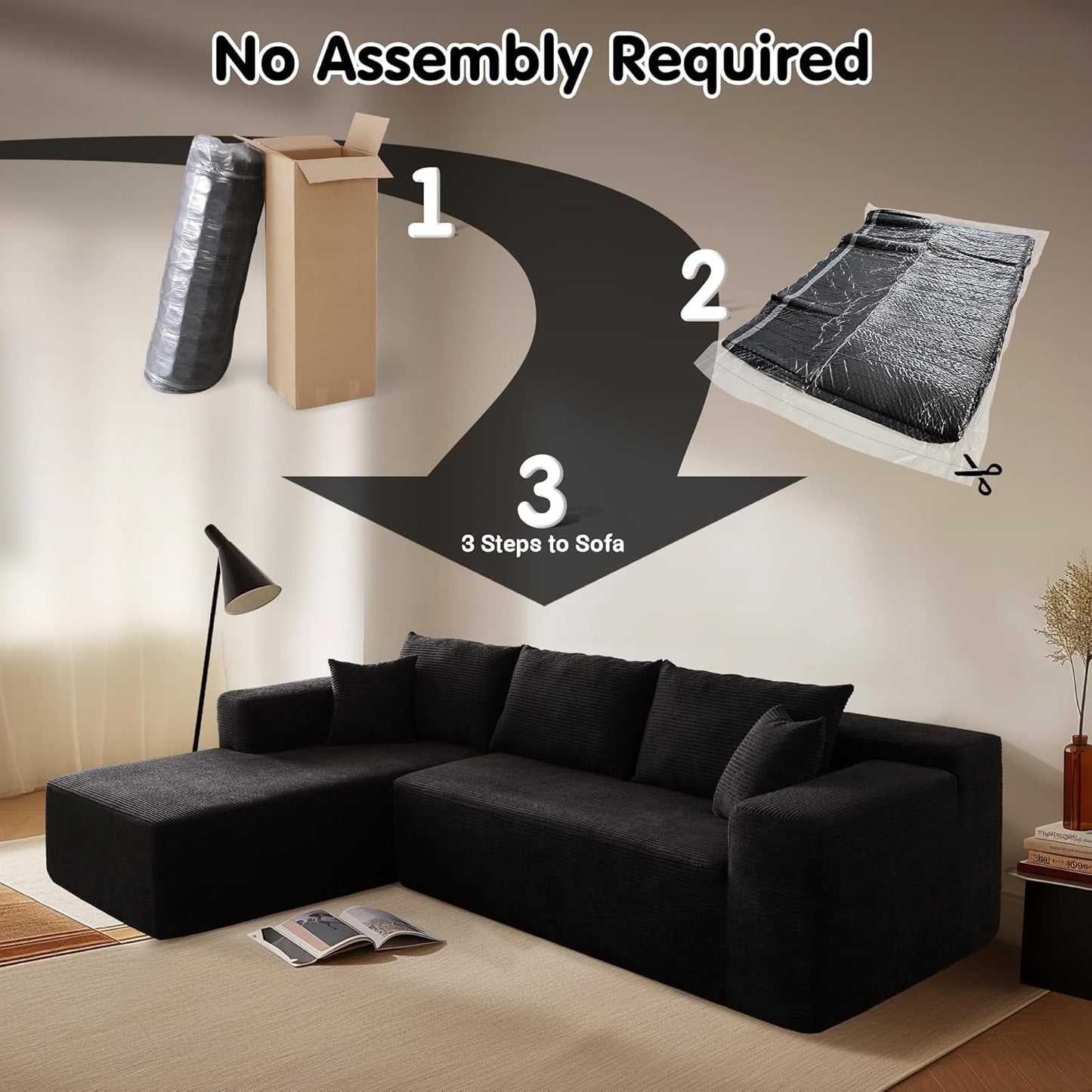 104" Cloud Sectional Couch with L-Shape Chaise