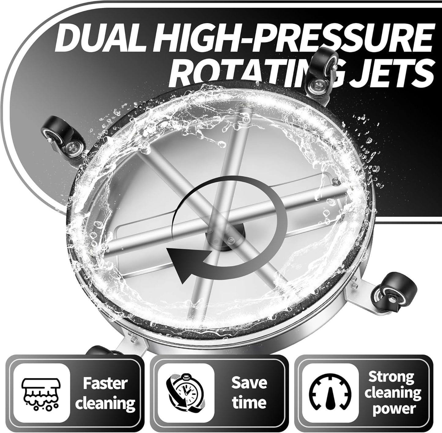 14" Pressure Washer Surface Cleaner with 4 Wheels