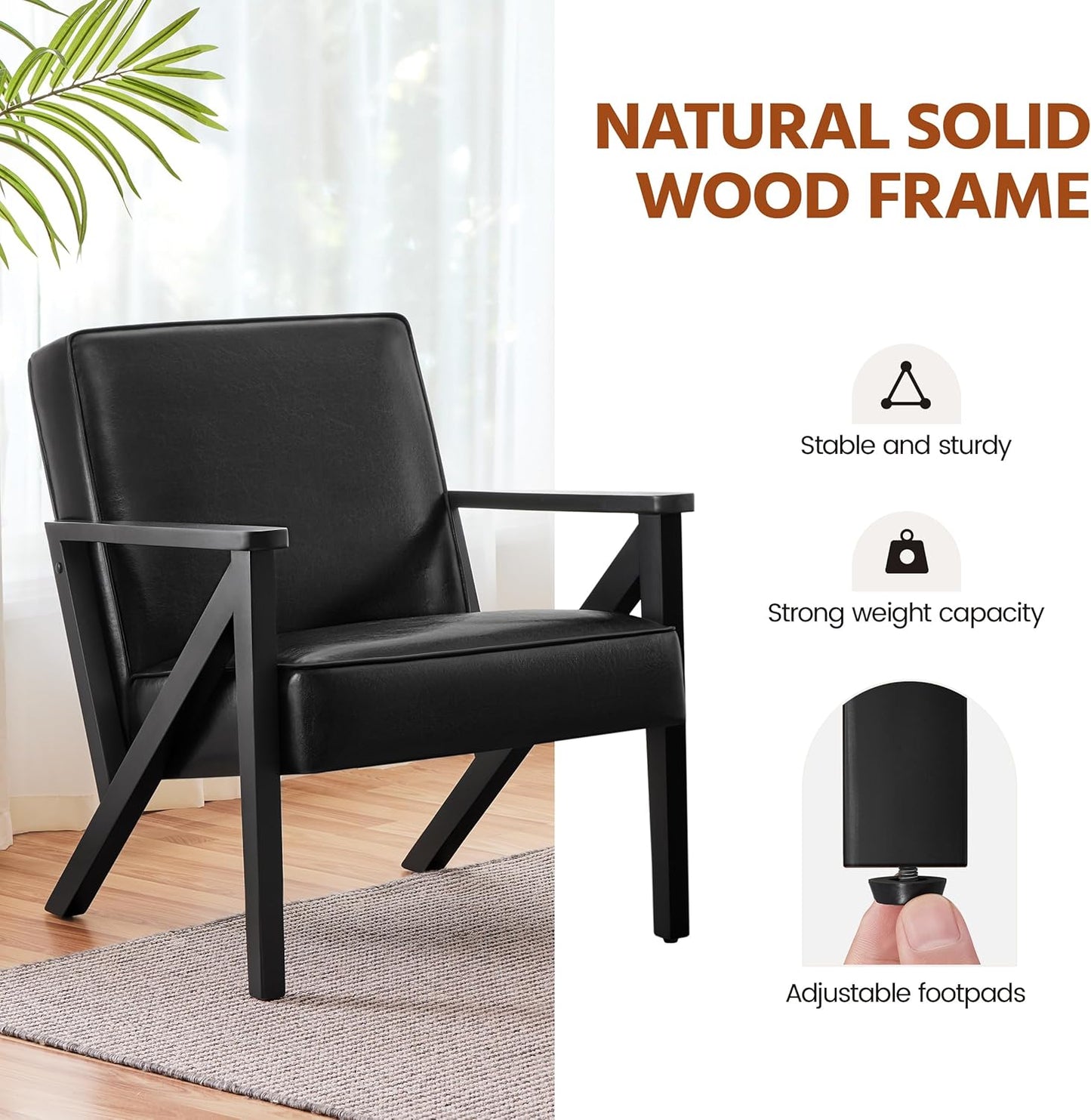 Yaheetech Accent Chair Armchair with Strong Wood Frame