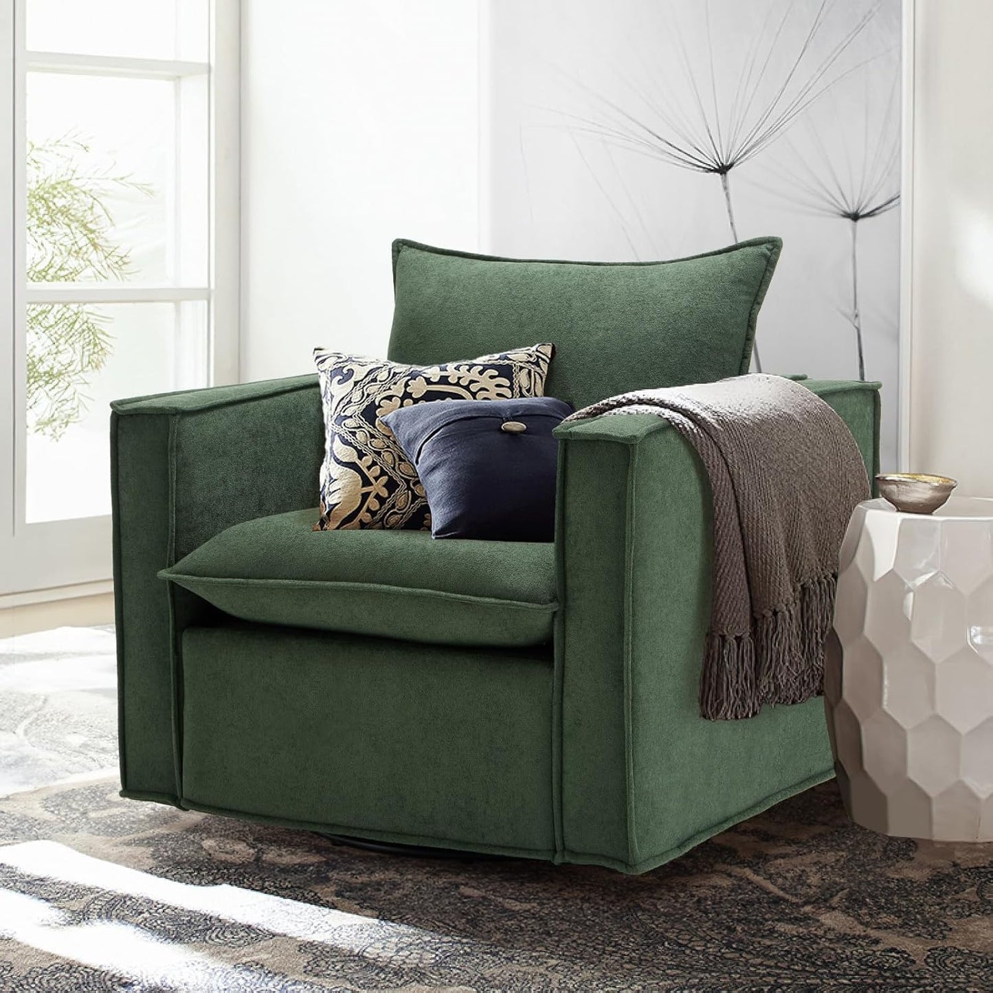 COLAMY Swivel Accent Chair Set 34 Inches Wide Upholstered Arm Chair