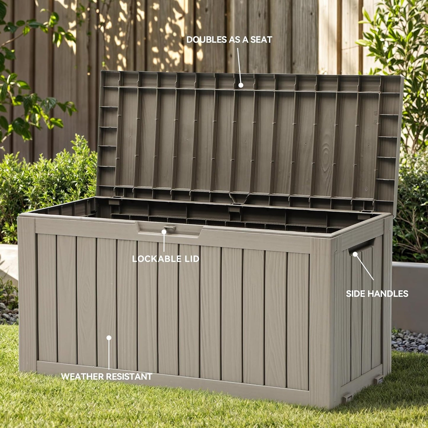 YITAHOME 120 Gallon Large Deck Box Upgraded Resin Outdoor Storage Boxes
