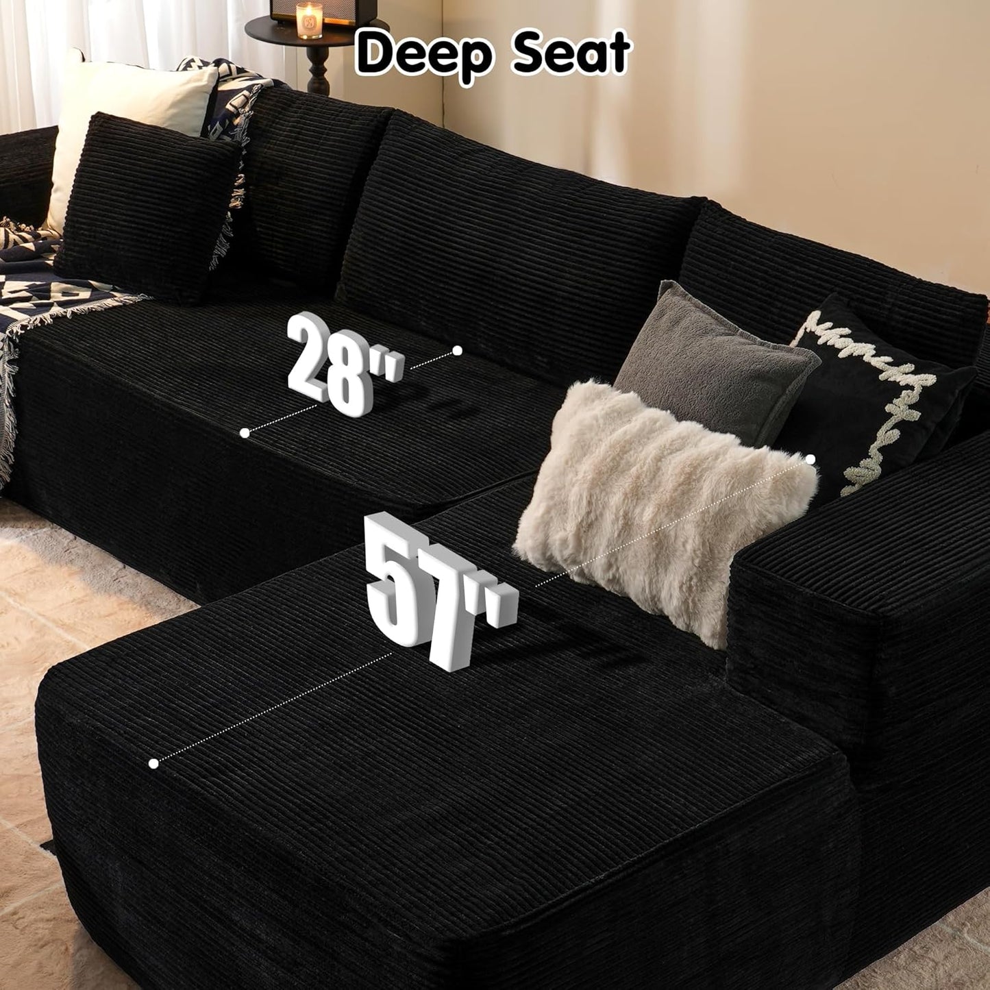 104" Cloud Sectional Couch with L-Shape Chaise