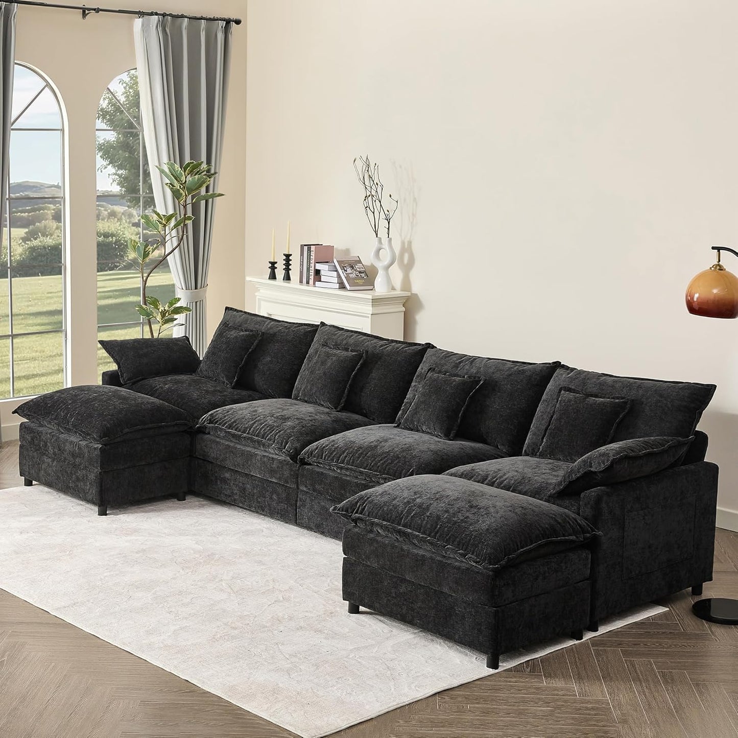 108" U Shaped Couch Modular Sectional Sofa