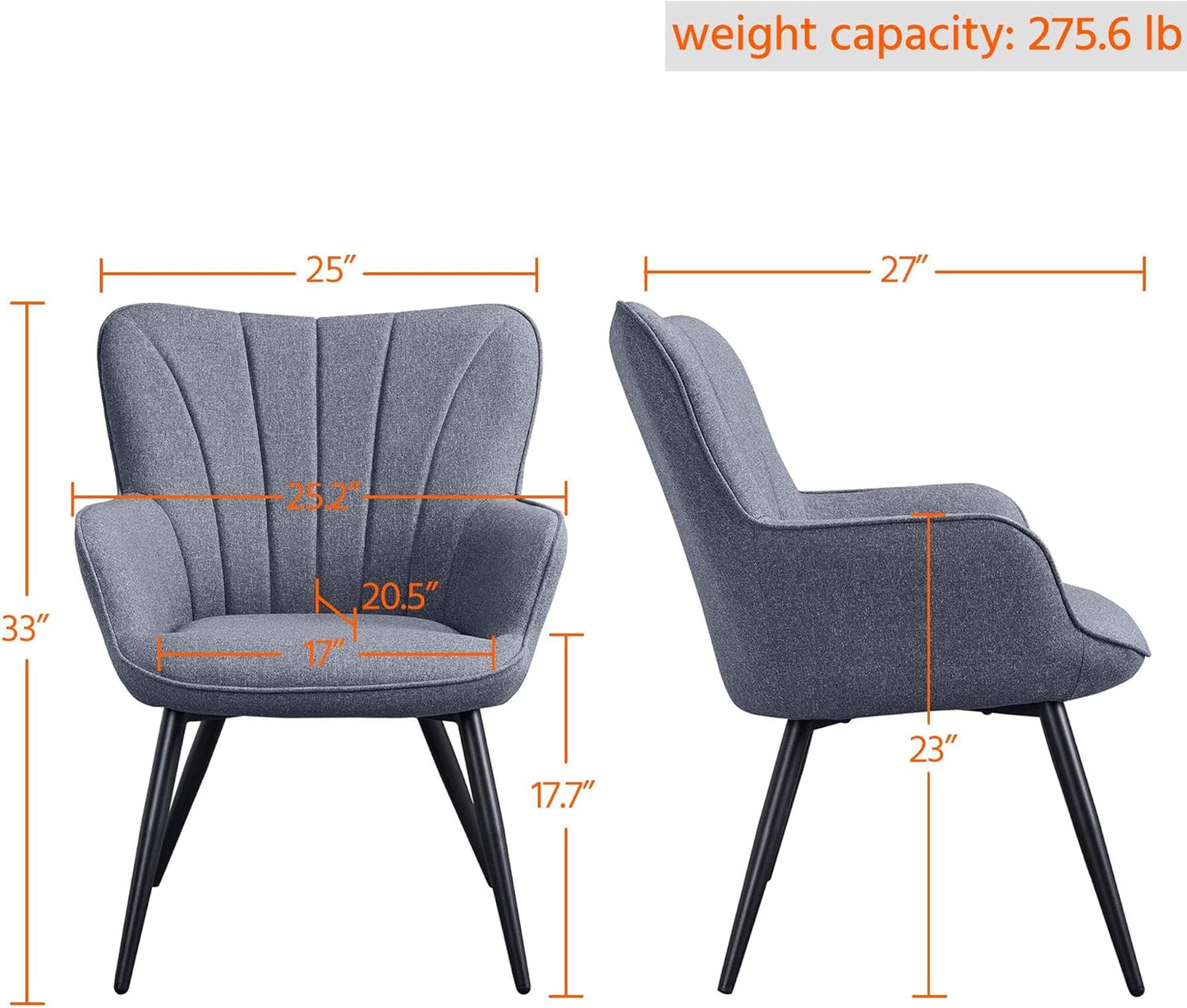 Yaheetech PU Leather Armchair Modern Accent Chair with Metal Legs