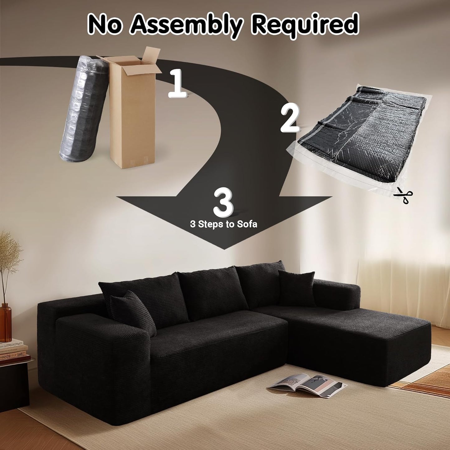 104" Cloud Sectional Couch with L-Shape Chaise