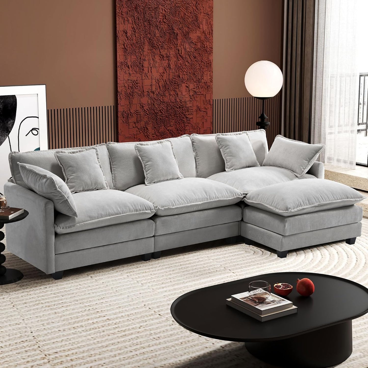 146" U-Shaped Modern Sofa Modular Sectional Cloud Couch
