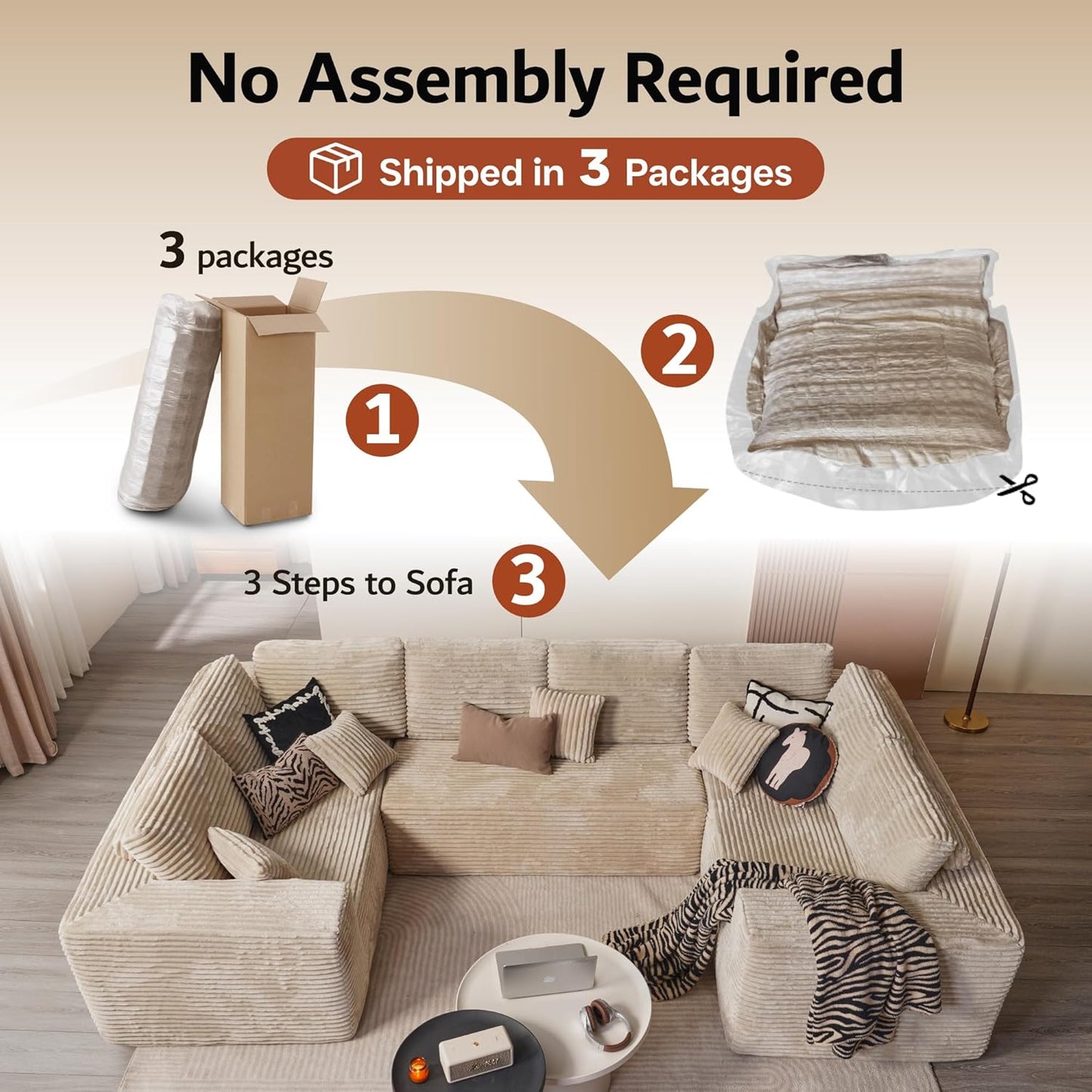 104" Cloud Sectional Couch with L-Shape Chaise