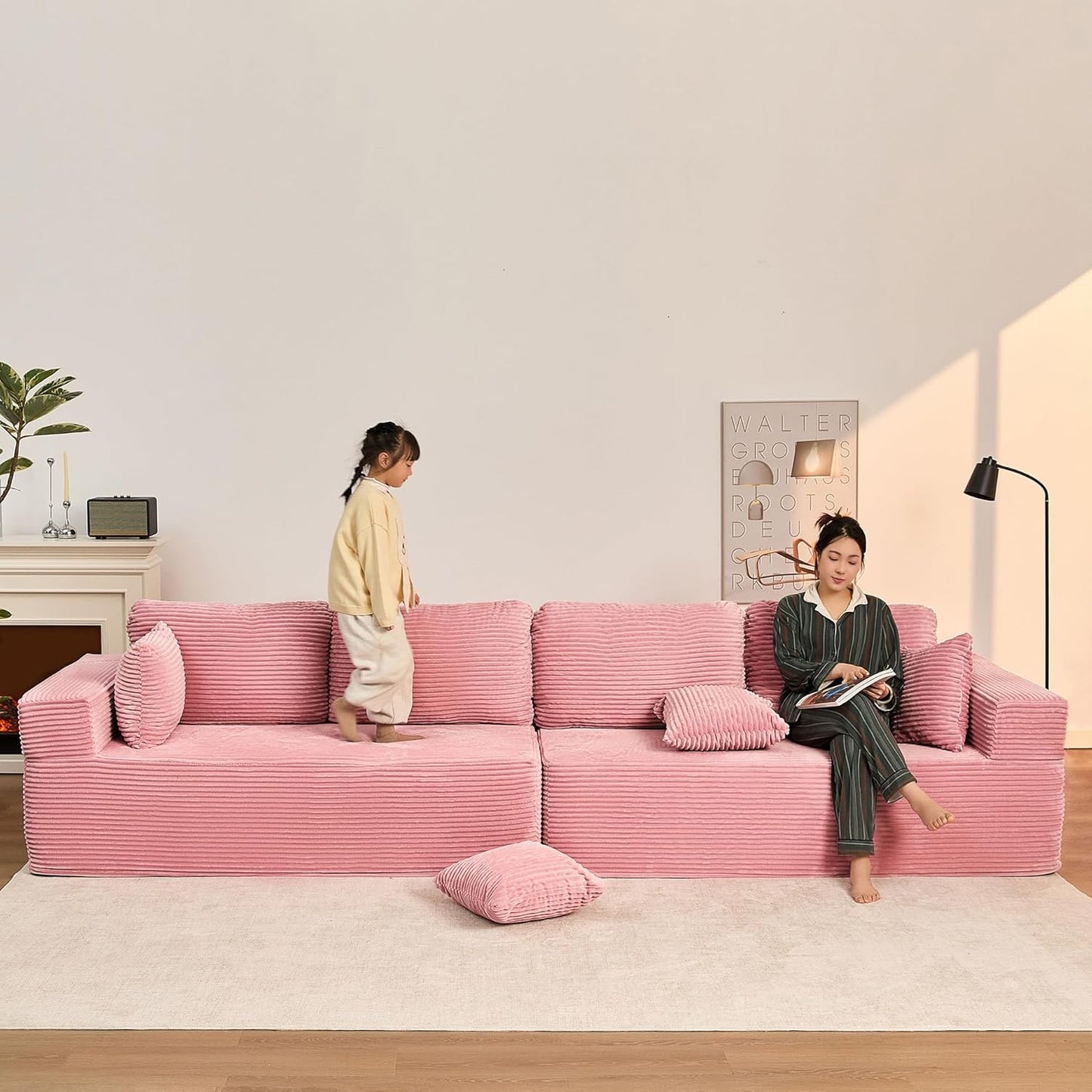 107" Boneless Couch with Deep Seat Cloud Sectional Couch for Living Room