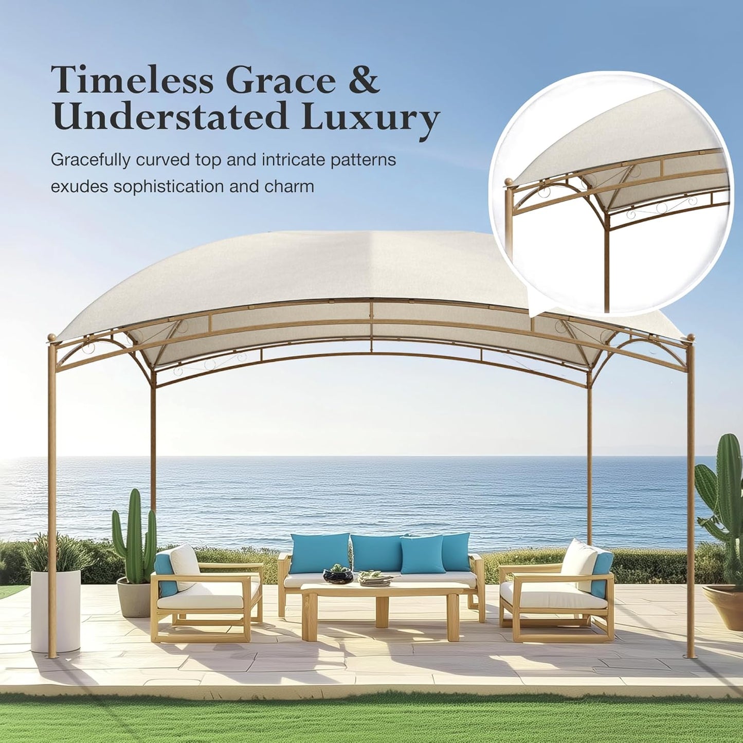 10x13 Outdoor with Screened Double Roof Heavy-Duty Patio Canopy Tent Dark Blue