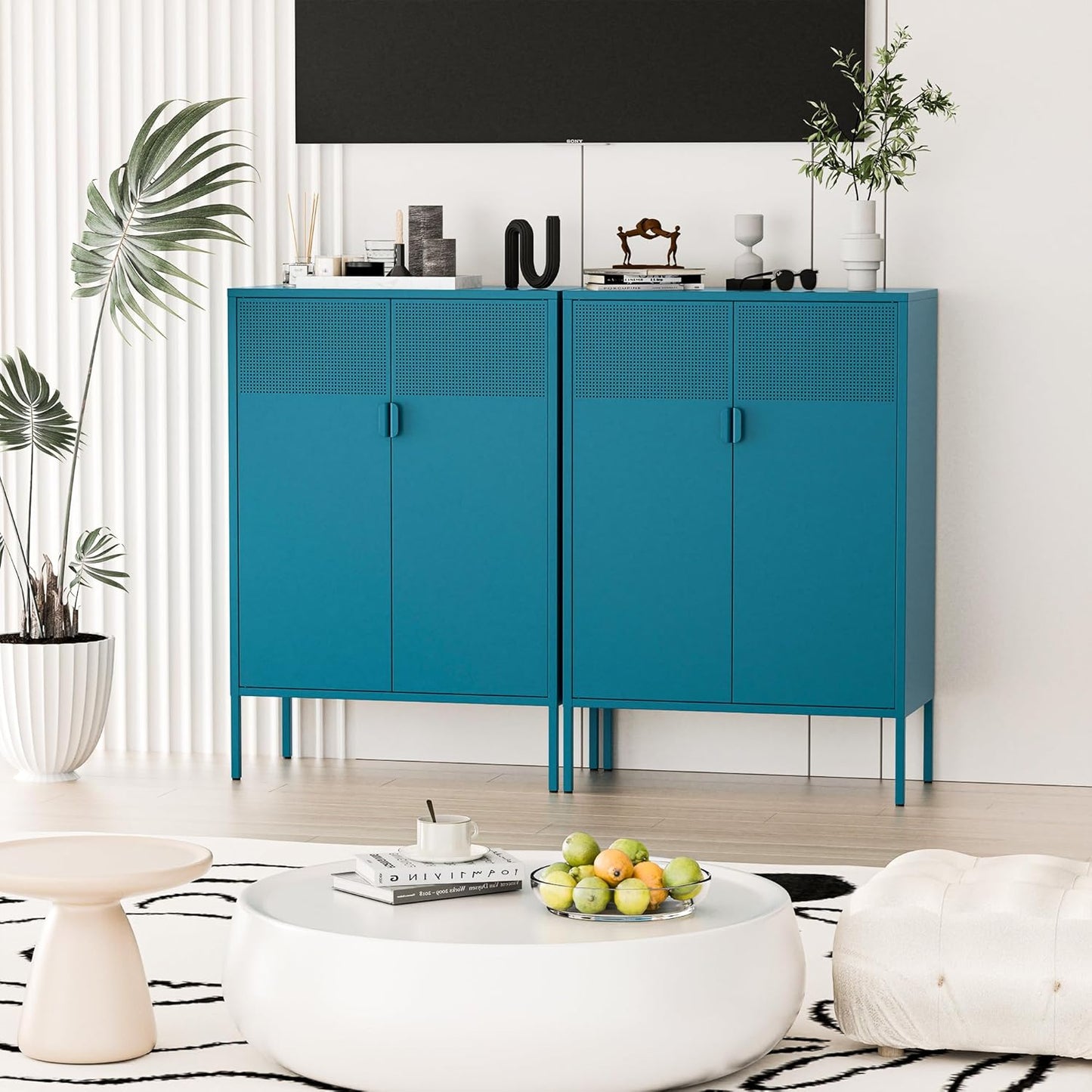 2 Door Storage Sideboard Metal Storage Cabinet with 2 Adjustable Shelf