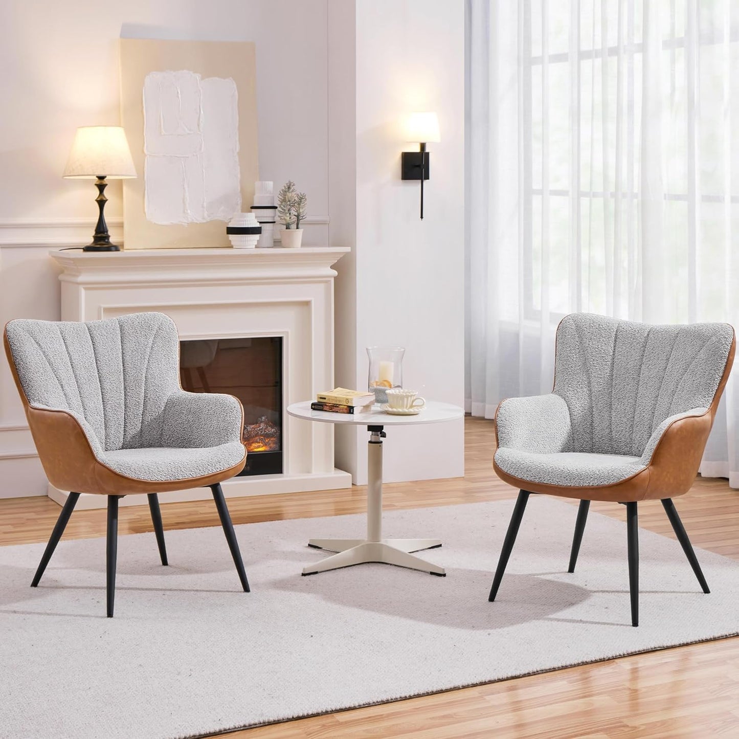 Yaheetech PU Leather Armchair Modern Accent Chair with Metal Legs