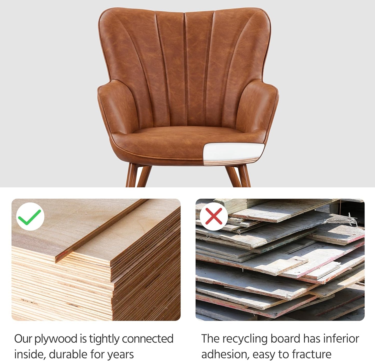 Yaheetech PU Leather Armchair Modern Accent Chair with Metal Legs