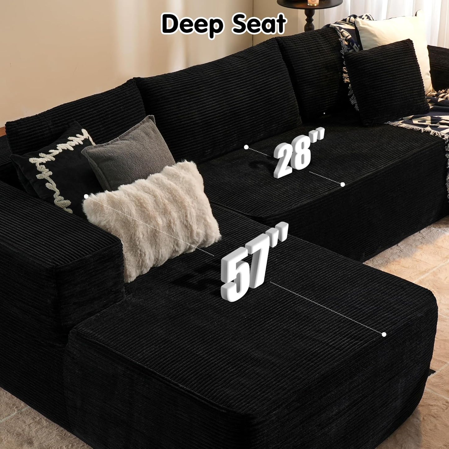 104" Cloud Sectional Couch with L-Shape Chaise