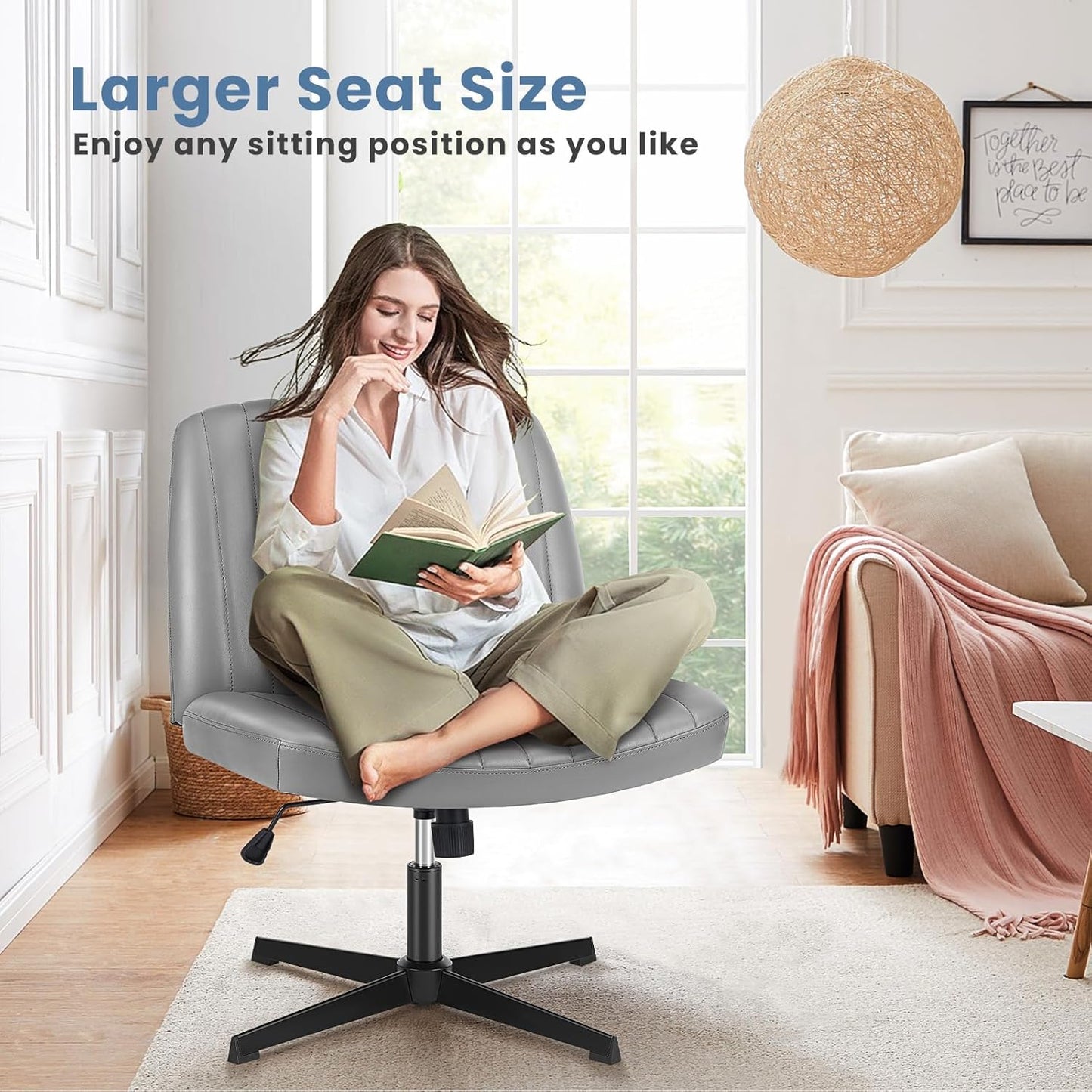 DUMOS Criss Cross Chair Legged Office Wide Comfy Desk Seat