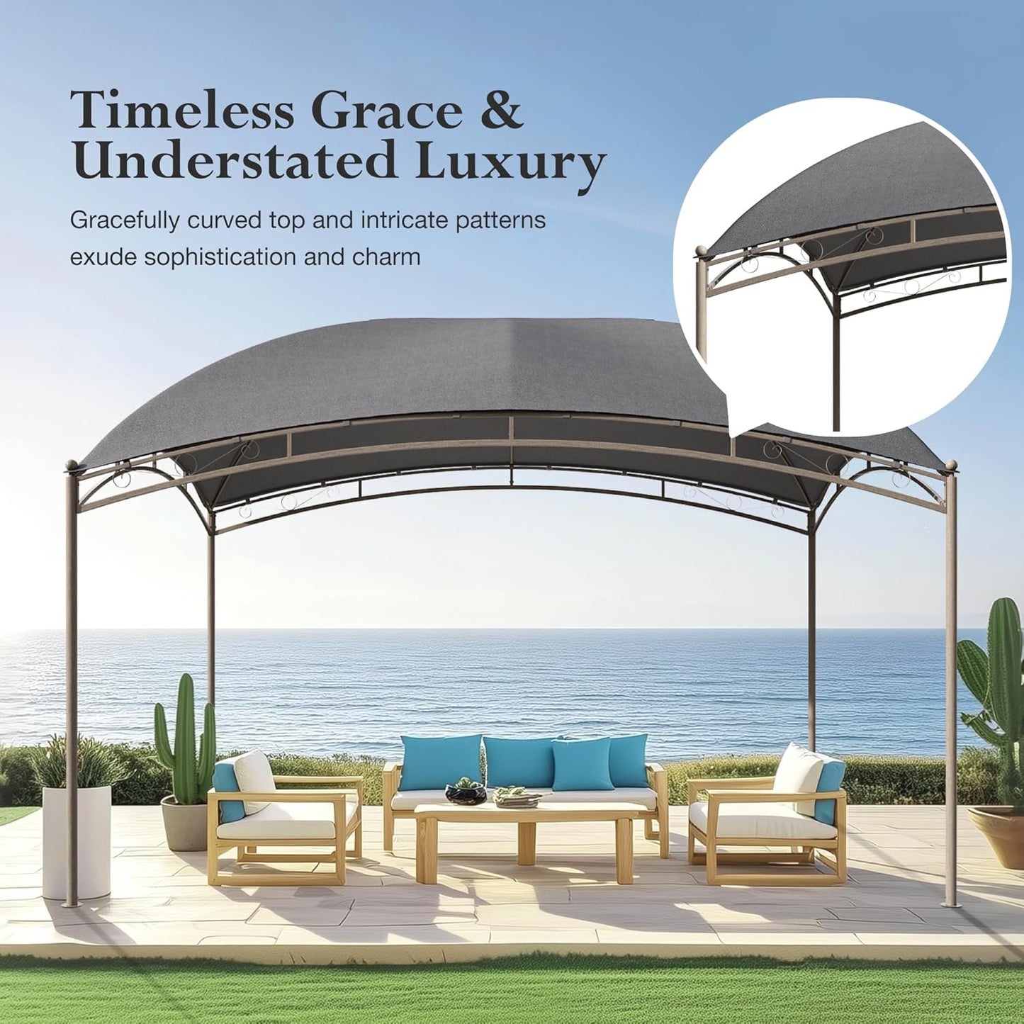 10x13 Outdoor with Screened Double Roof Heavy-Duty Patio Canopy Tent Dark Blue