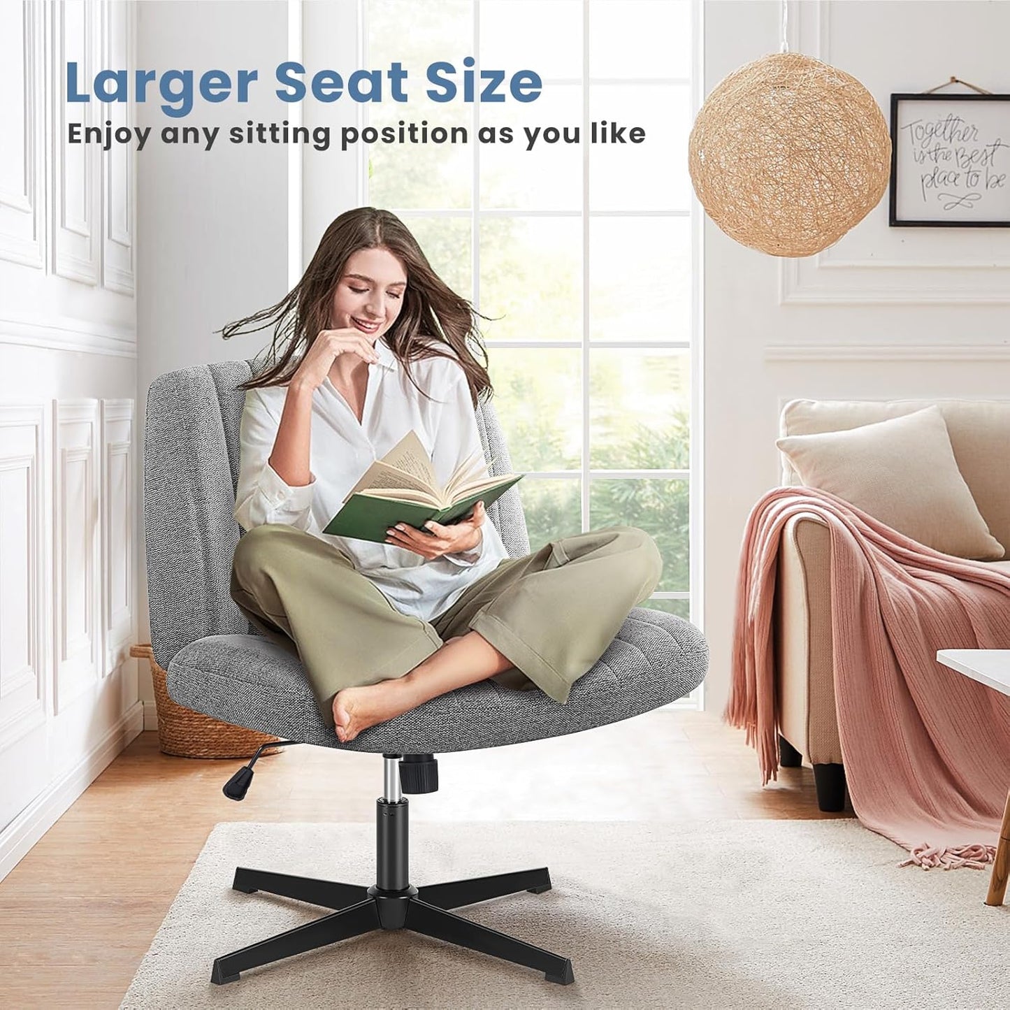 DUMOS Criss Cross Chair Legged Office Wide Comfy Desk Seat