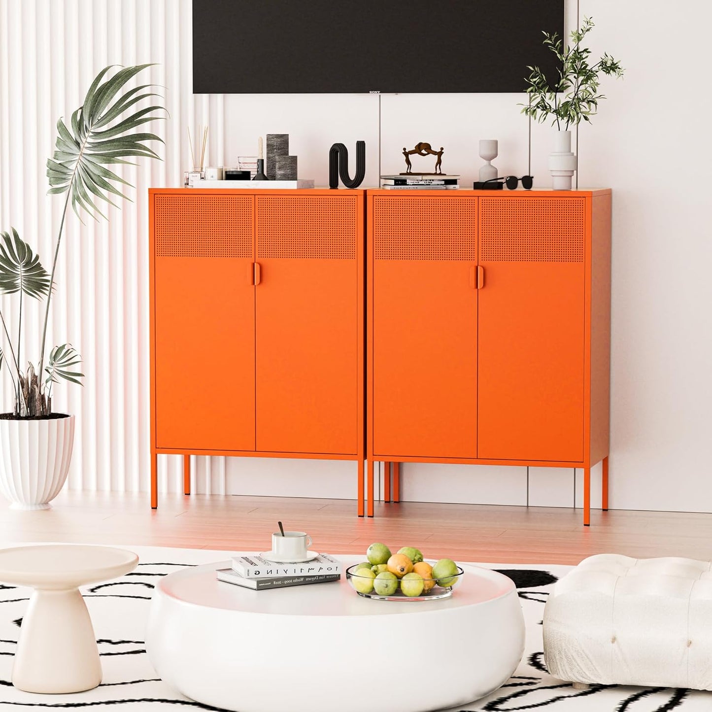 2 Door Storage Sideboard Metal Storage Cabinet with 2 Adjustable Shelf