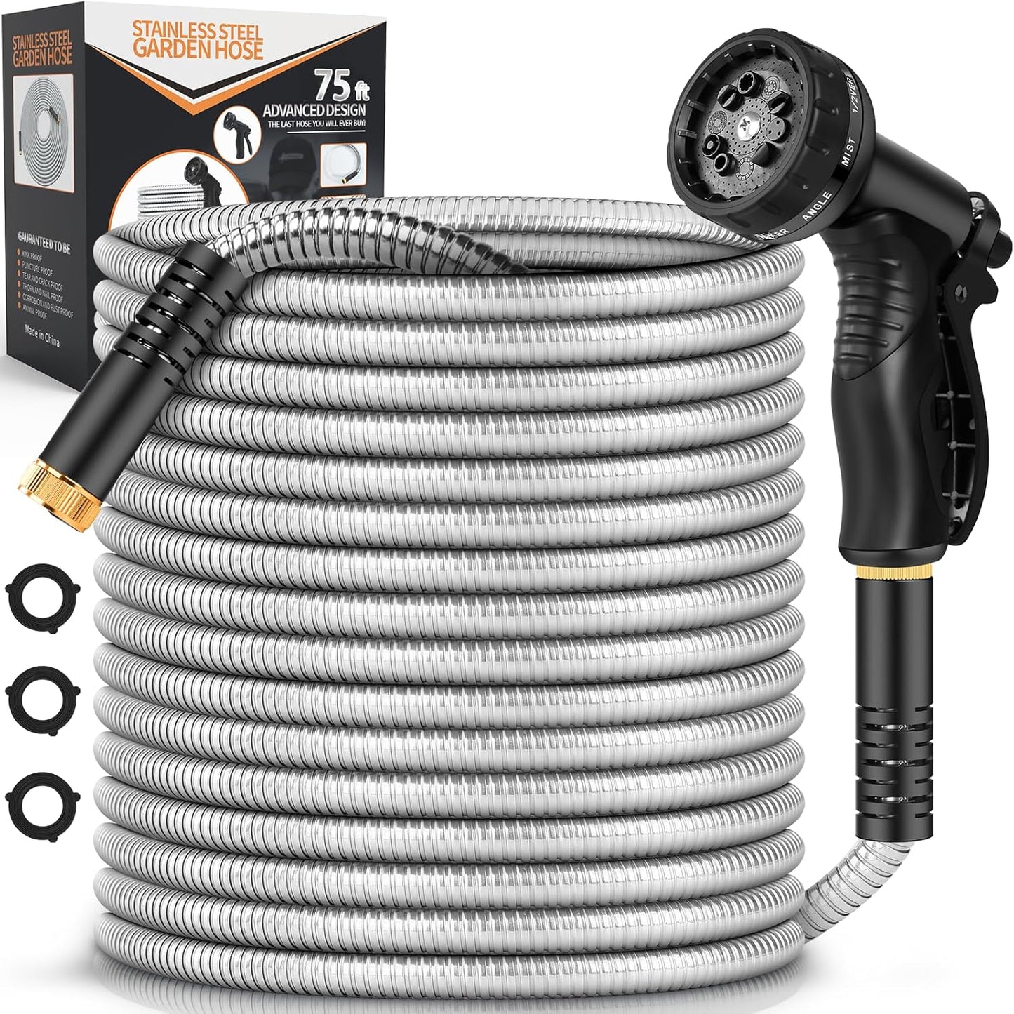 Garden Hose Metal 100FT Stainless Steel Heavy Duty Water Hose
