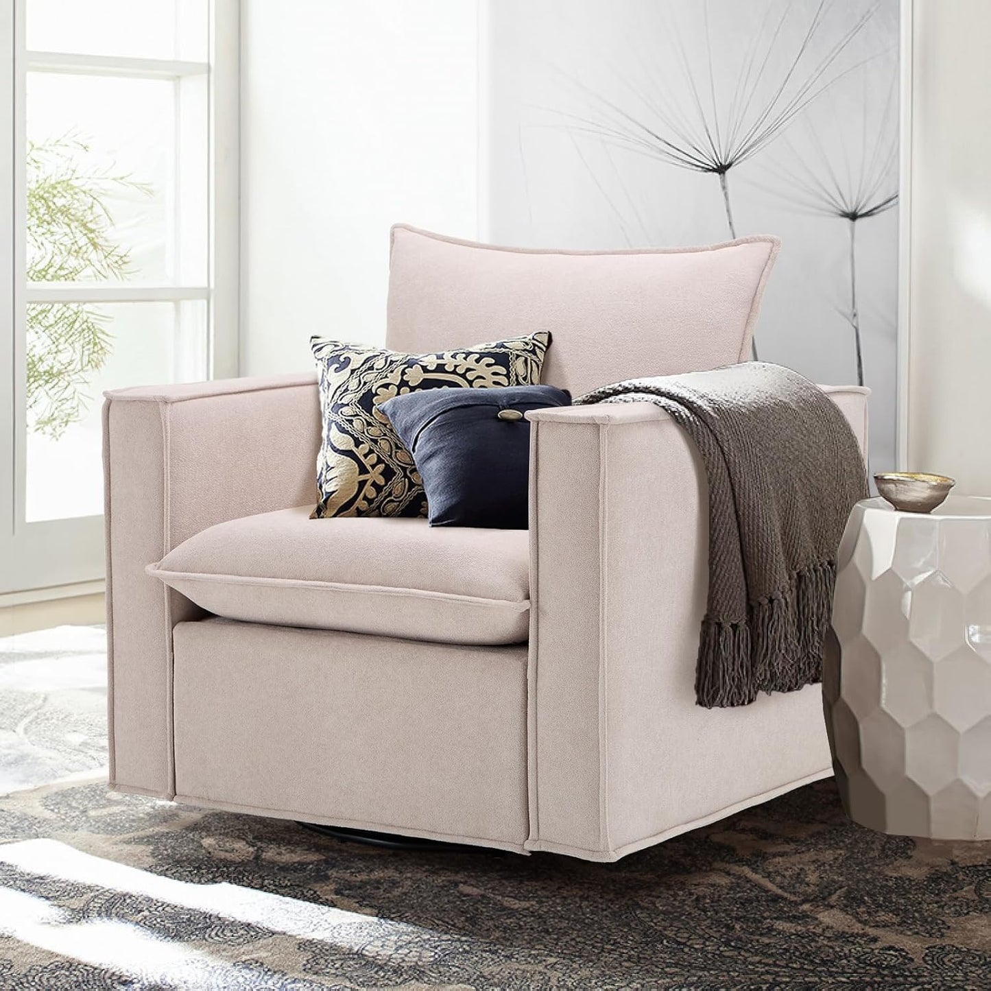COLAMY Swivel Accent Chair Set 34 Inches Wide Upholstered Arm Chair