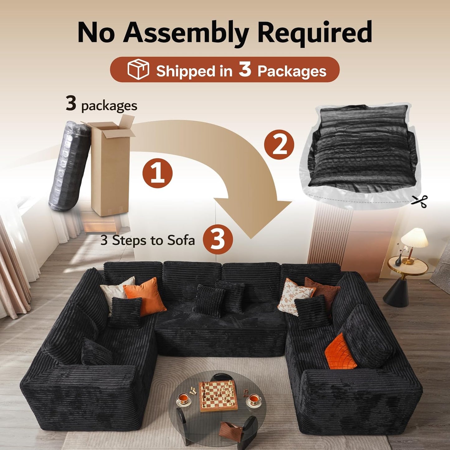 104" Cloud Sectional Couch with L-Shape Chaise