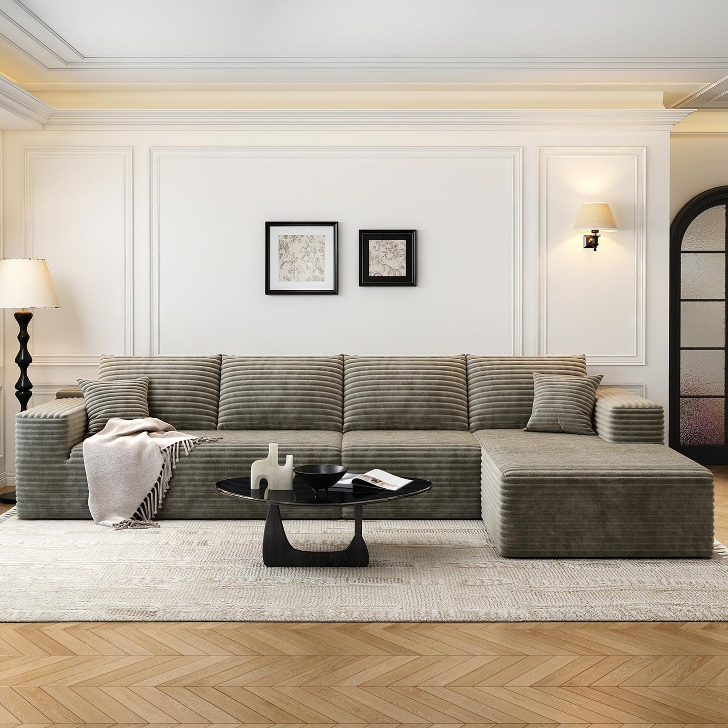 107.5" Cloud Modular Sectional Sofa with 1 Ottoman