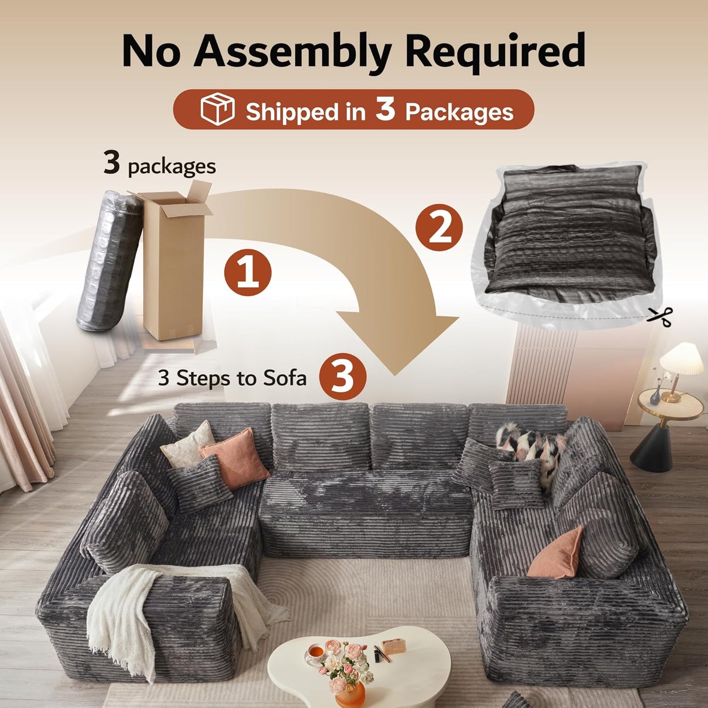 104" Cloud Sectional Couch with L-Shape Chaise