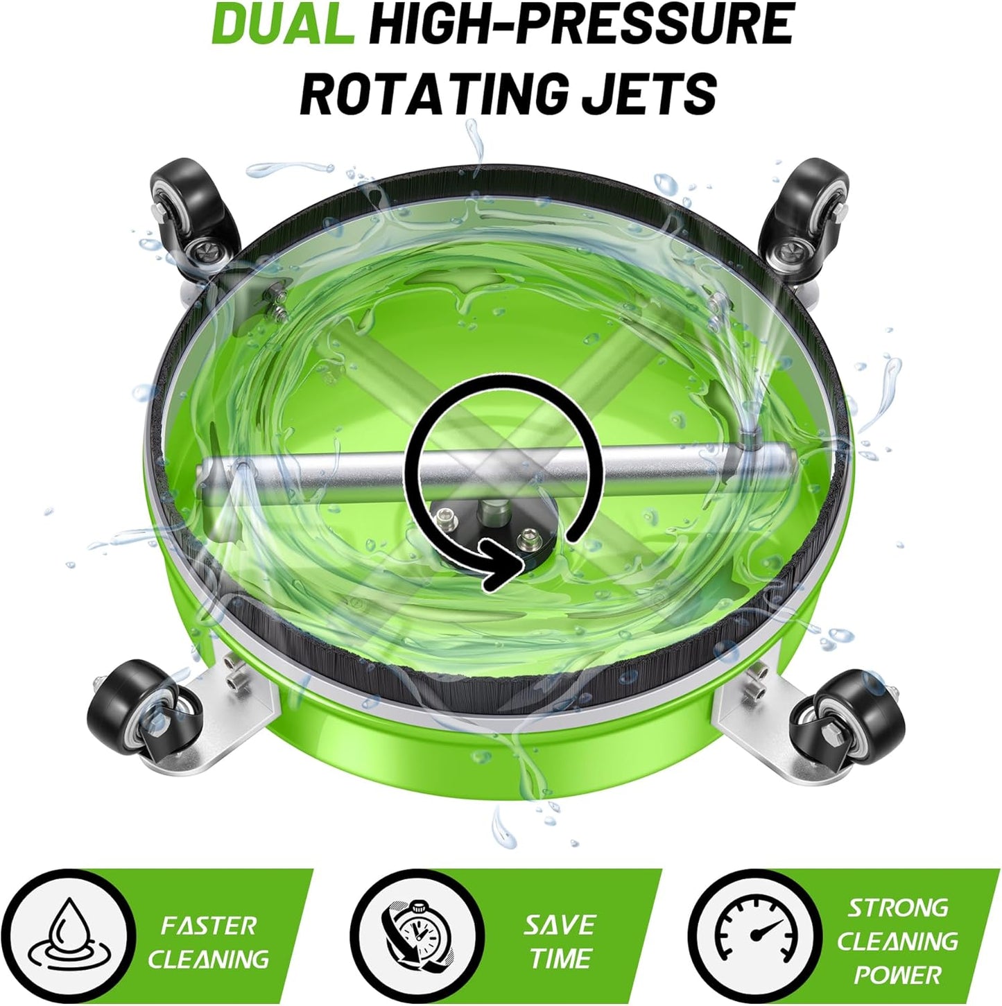 14" Pressure Washer Surface Cleaner with 4 Wheels