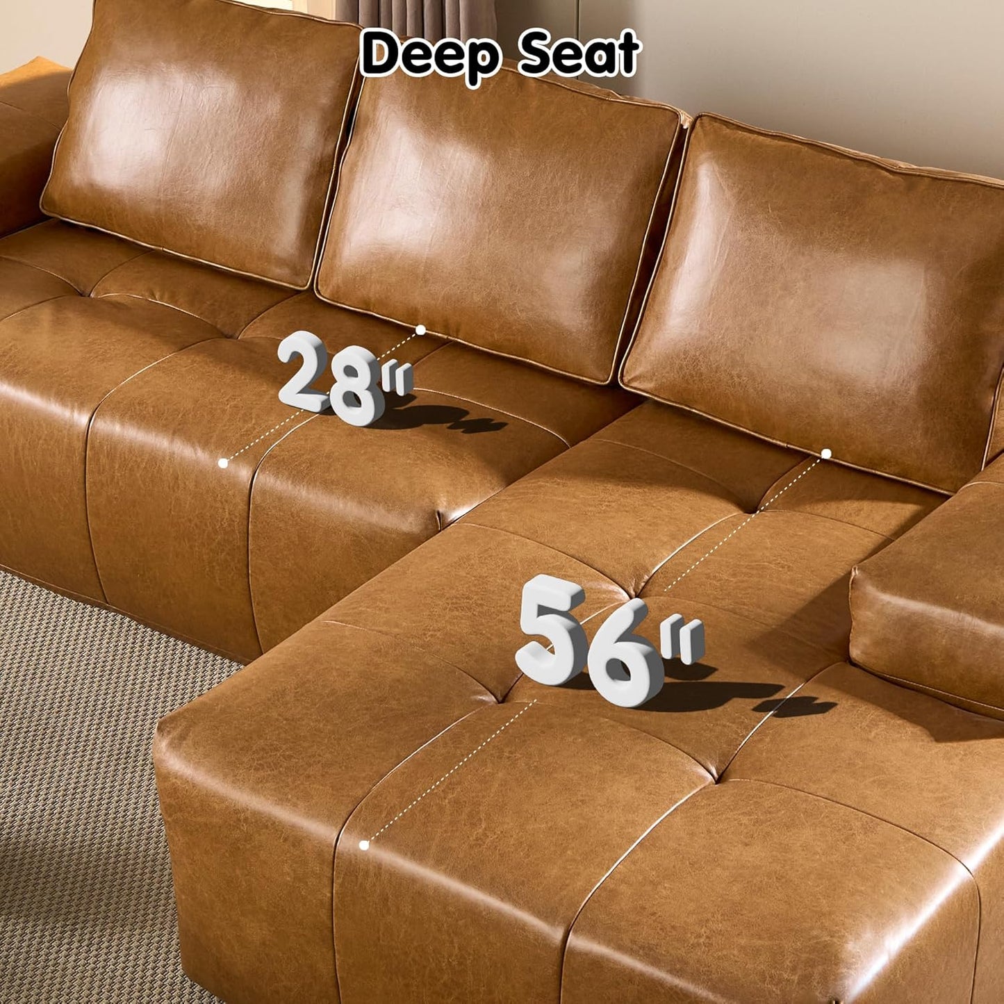 104" Cloud Sectional Couch with L-Shape Chaise