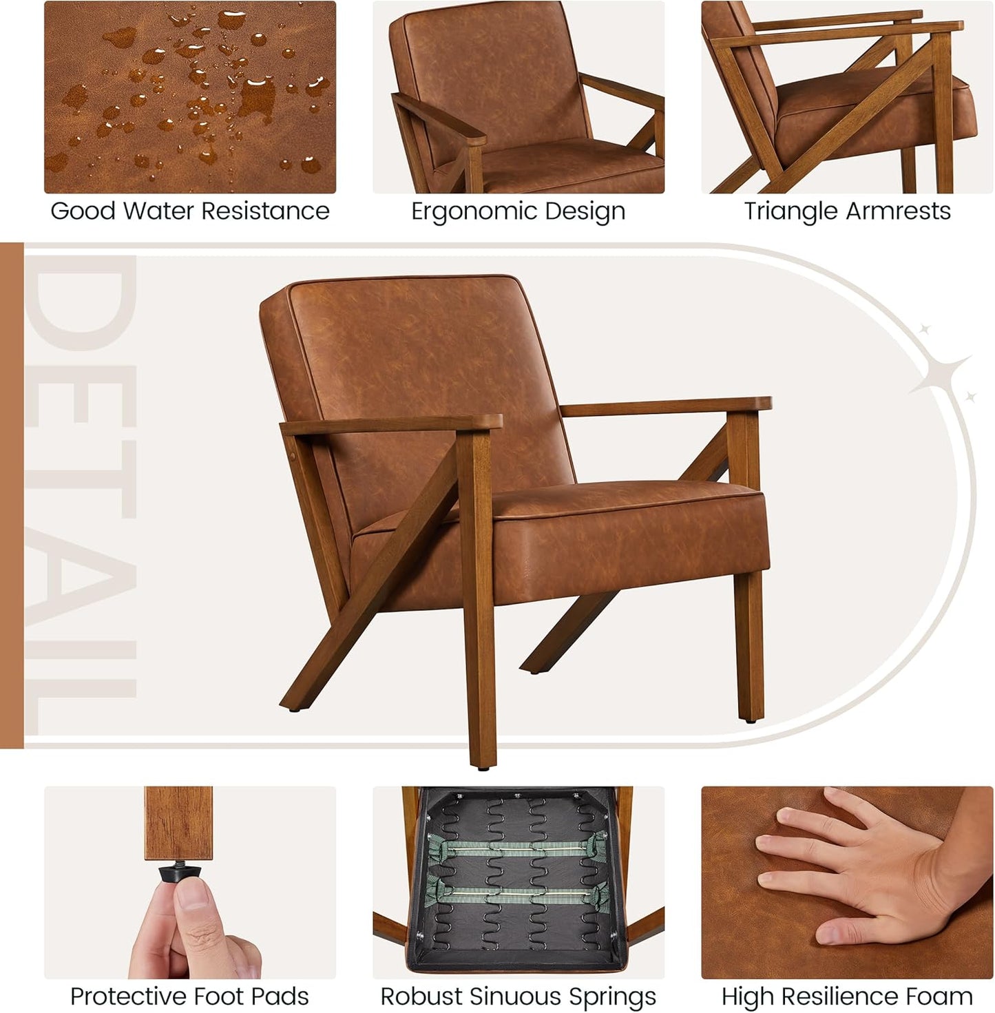 Yaheetech Accent Chair Armchair with Strong Wood Frame